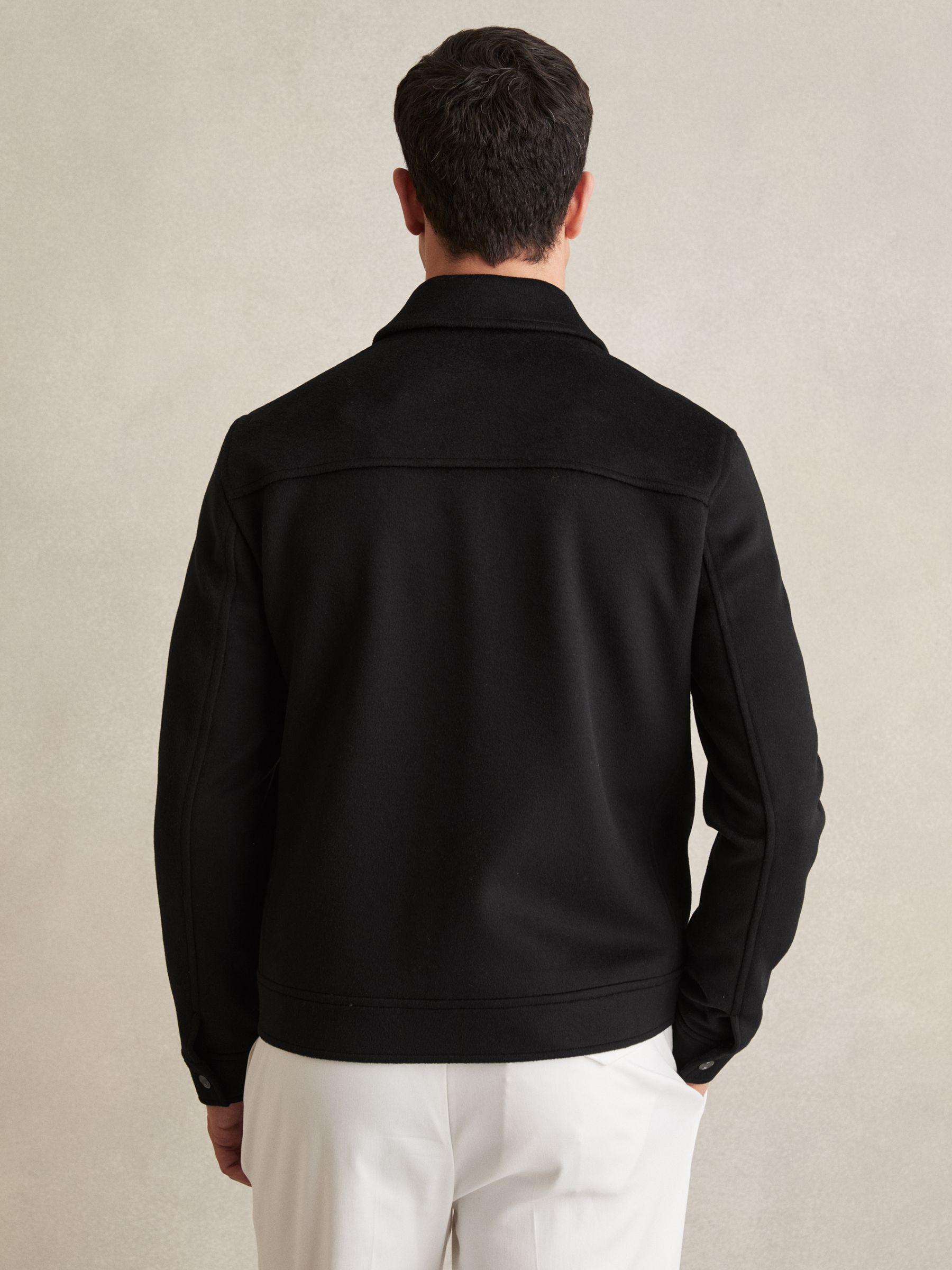 Zip-Through Trucker Jacket With Wool in Black Product Image