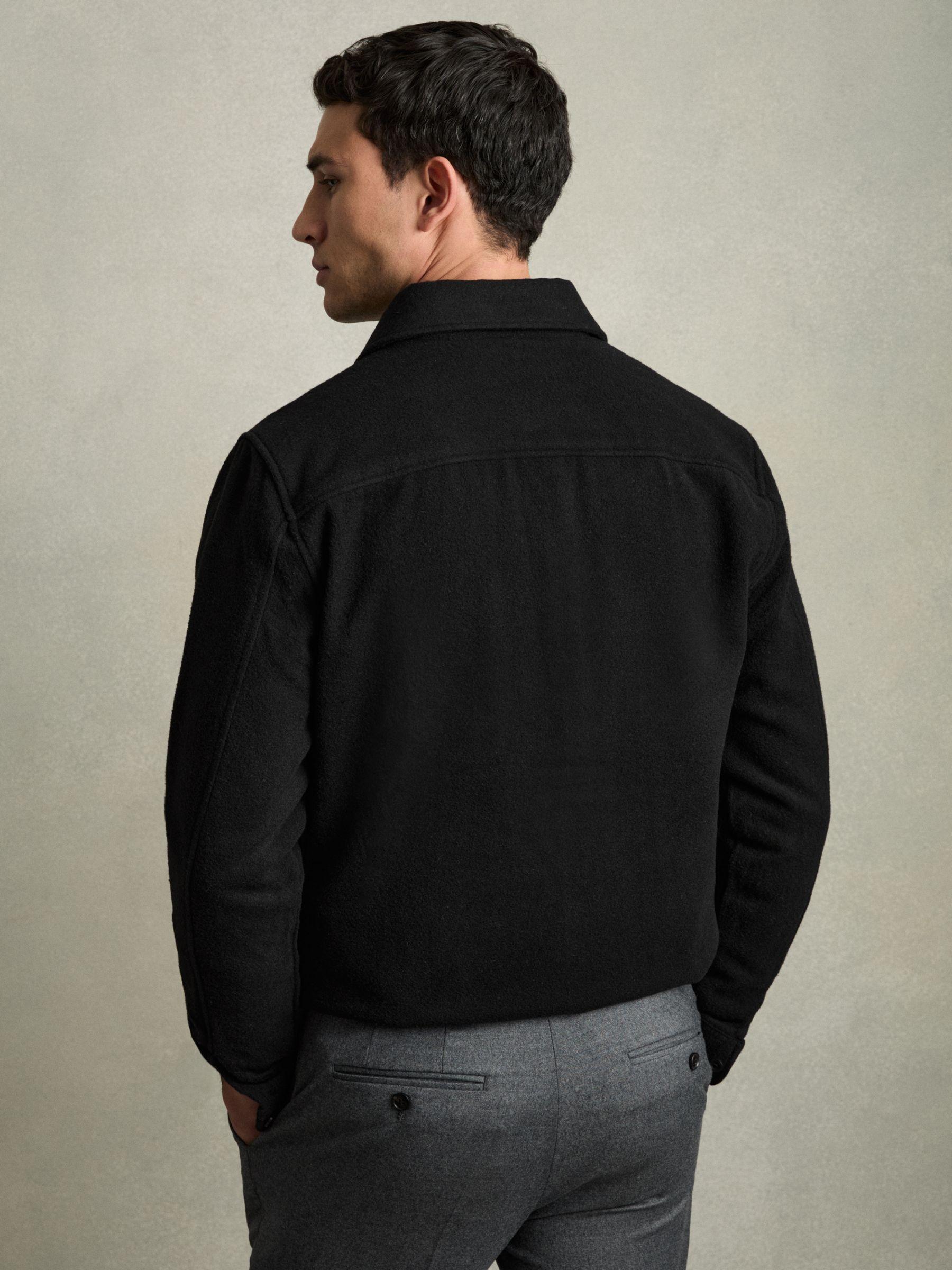 Twin-Pocket Overshirt With Wool in Black Product Image