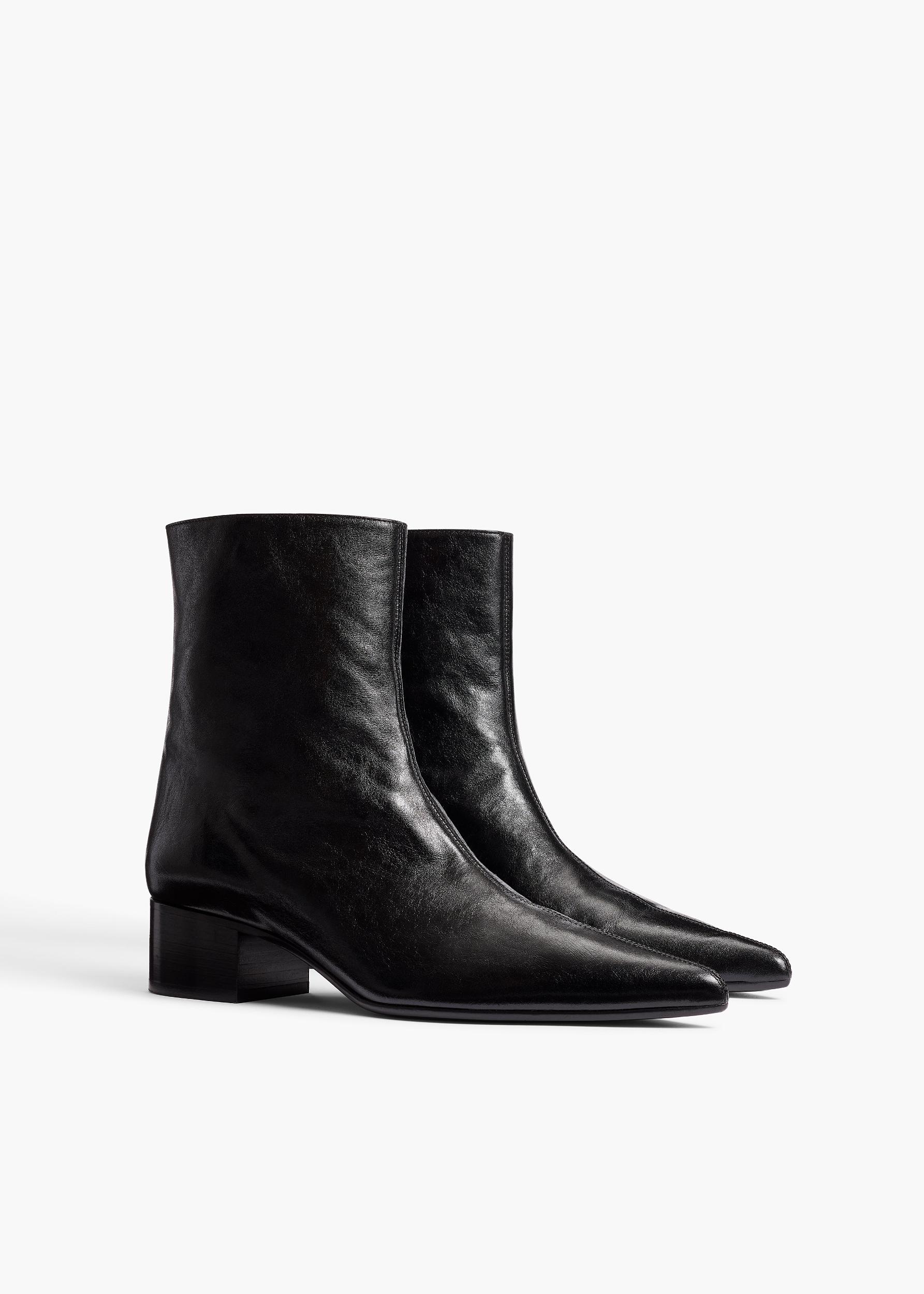 Andee Ankle Boot in Black Glazed Leather Product Image