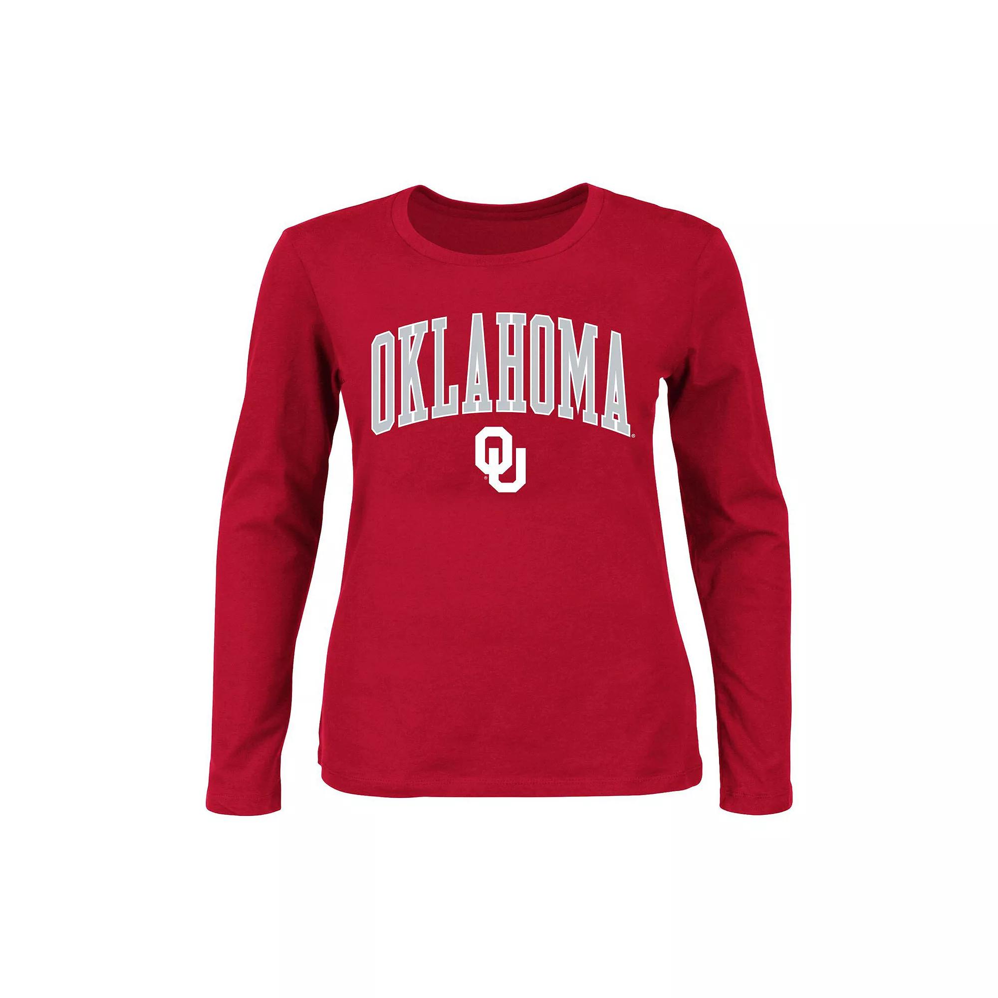 Women's Profile Crimson Oklahoma Sooners Plus Size Arch Over Logo Scoop Neck Long Sleeve T-Shirt, Size: 3XL, Red Product Image