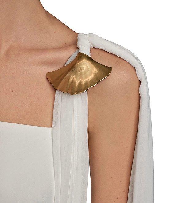 Donna Karan Square Neck Chiffon Drape Dress Product Image