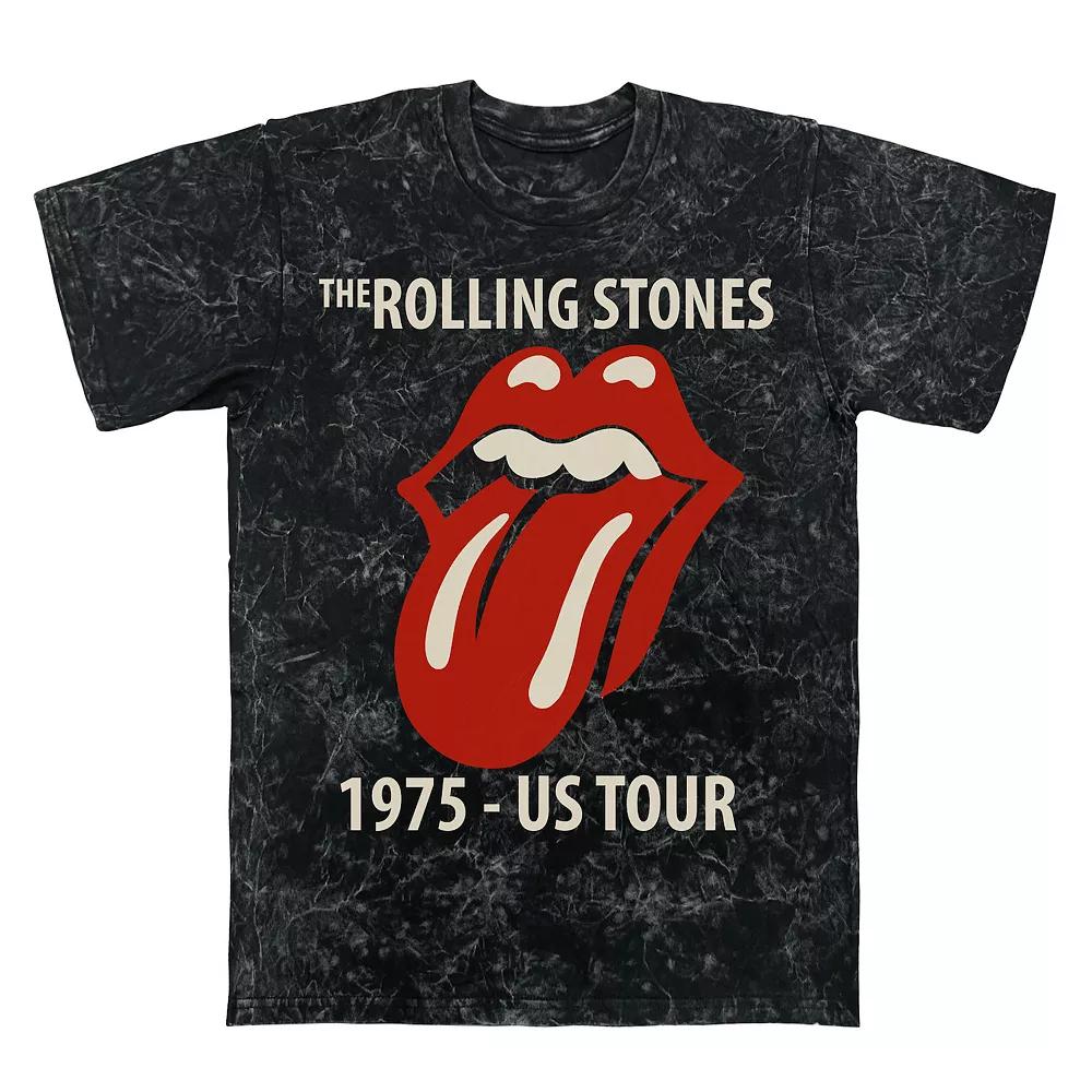 Men's Rolling Stones Tongue 1975 USA Tour Mineral Wash Graphic Tee, Size: Large, Black Mineral Wash Product Image