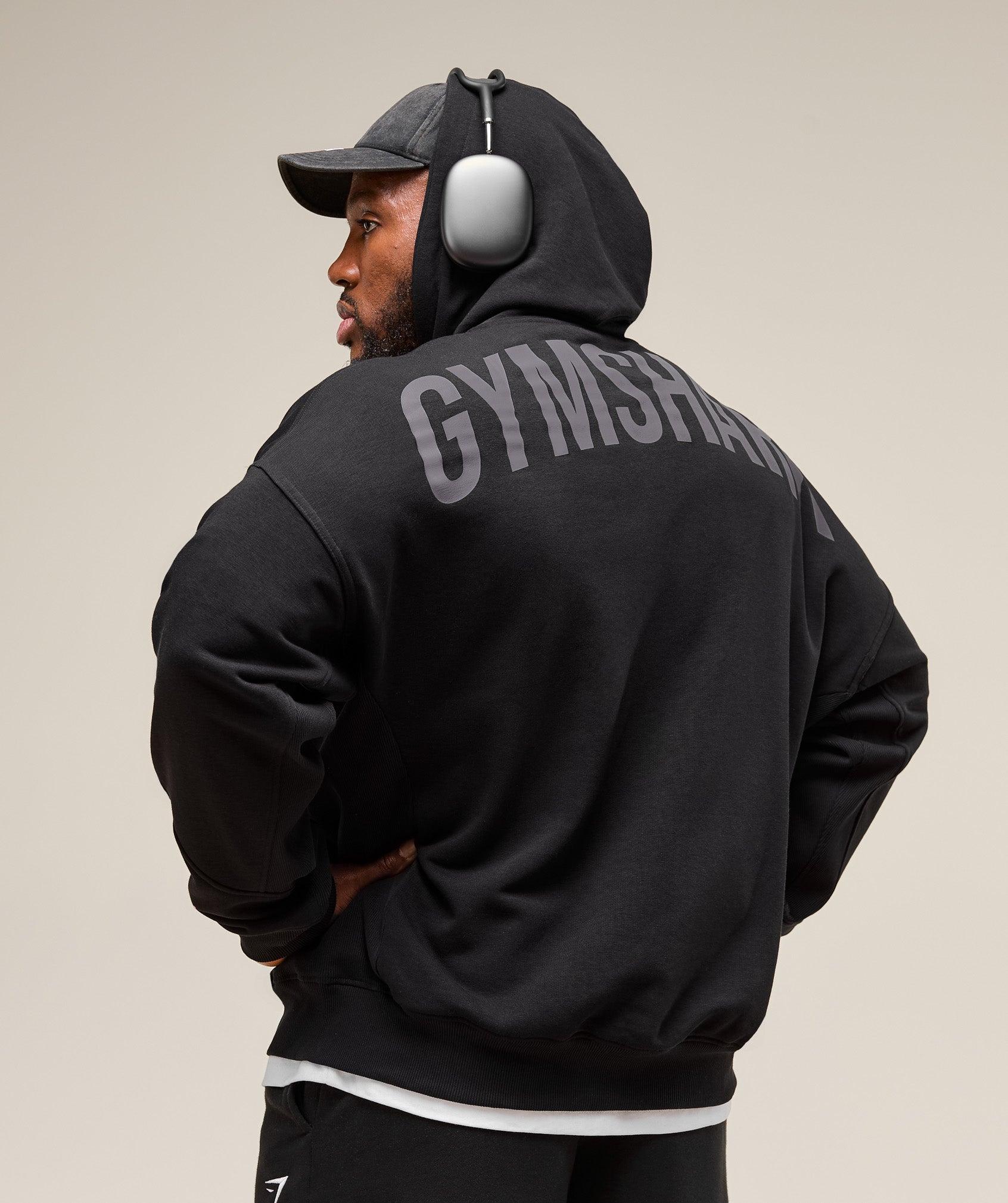 Gymshark Power Zip Up Hoodie - Black Male Product Image