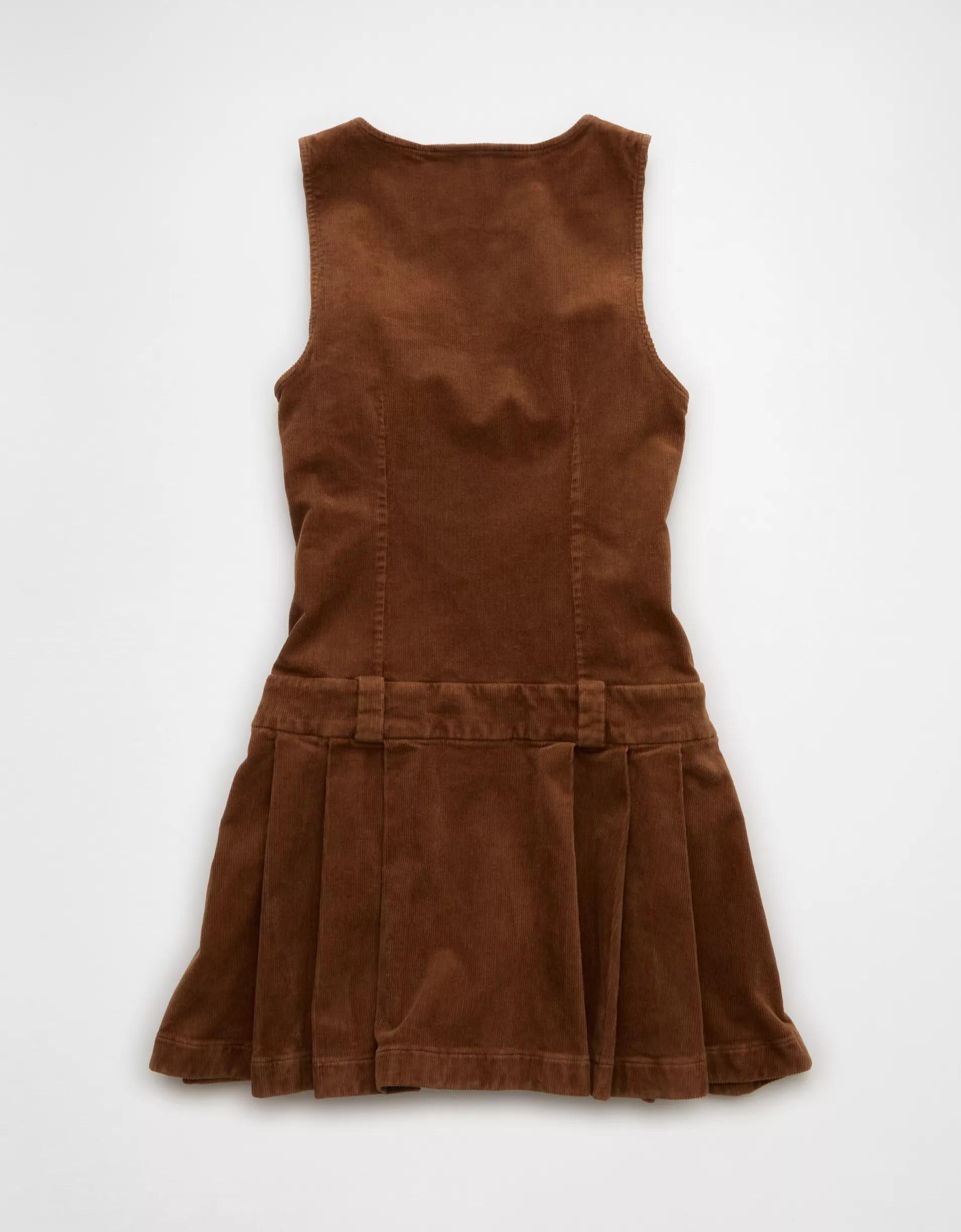 AE Pleated Corduroy Mini Dress Product Image