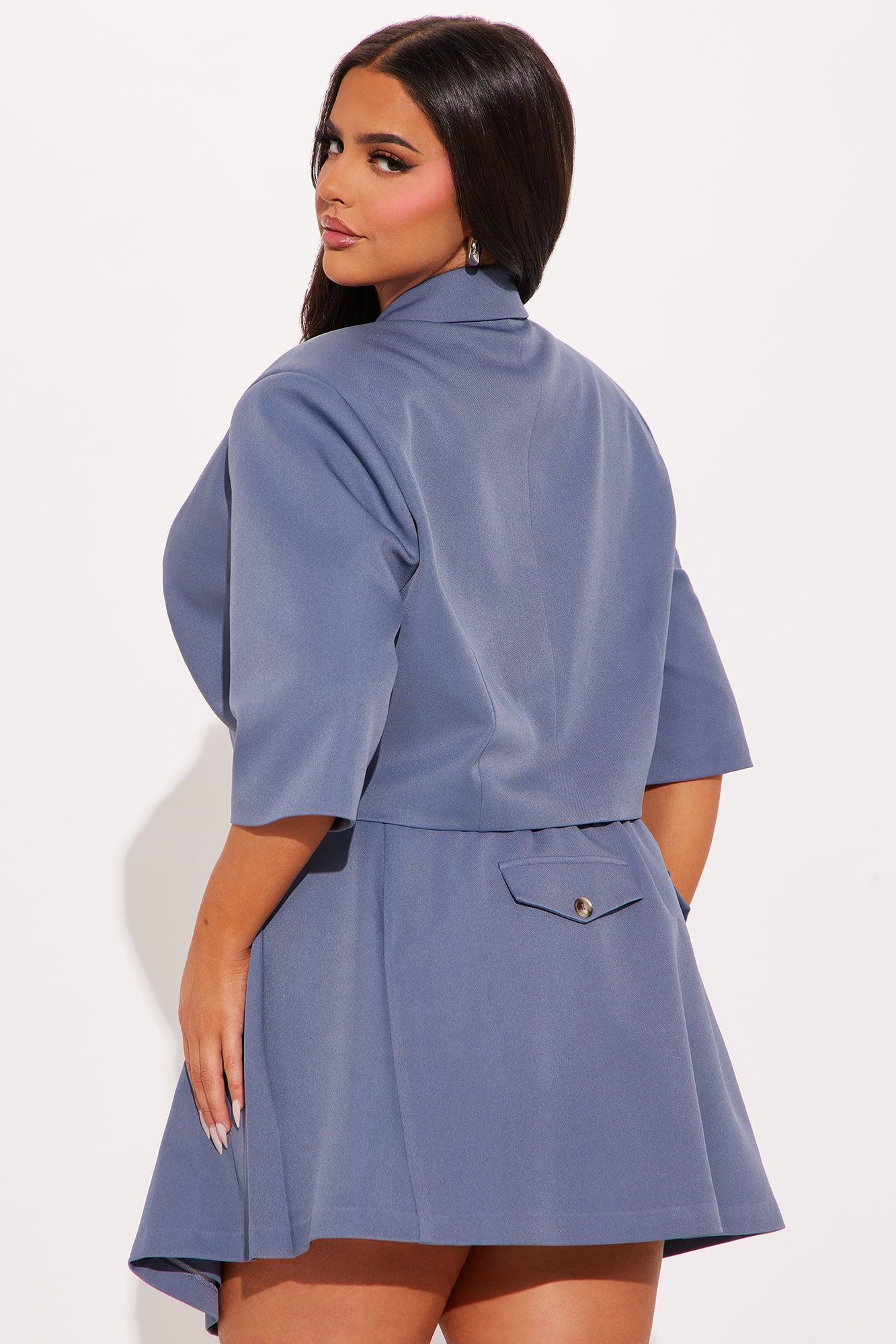 Chick in Command Skort Set - Slate Blue Product Image