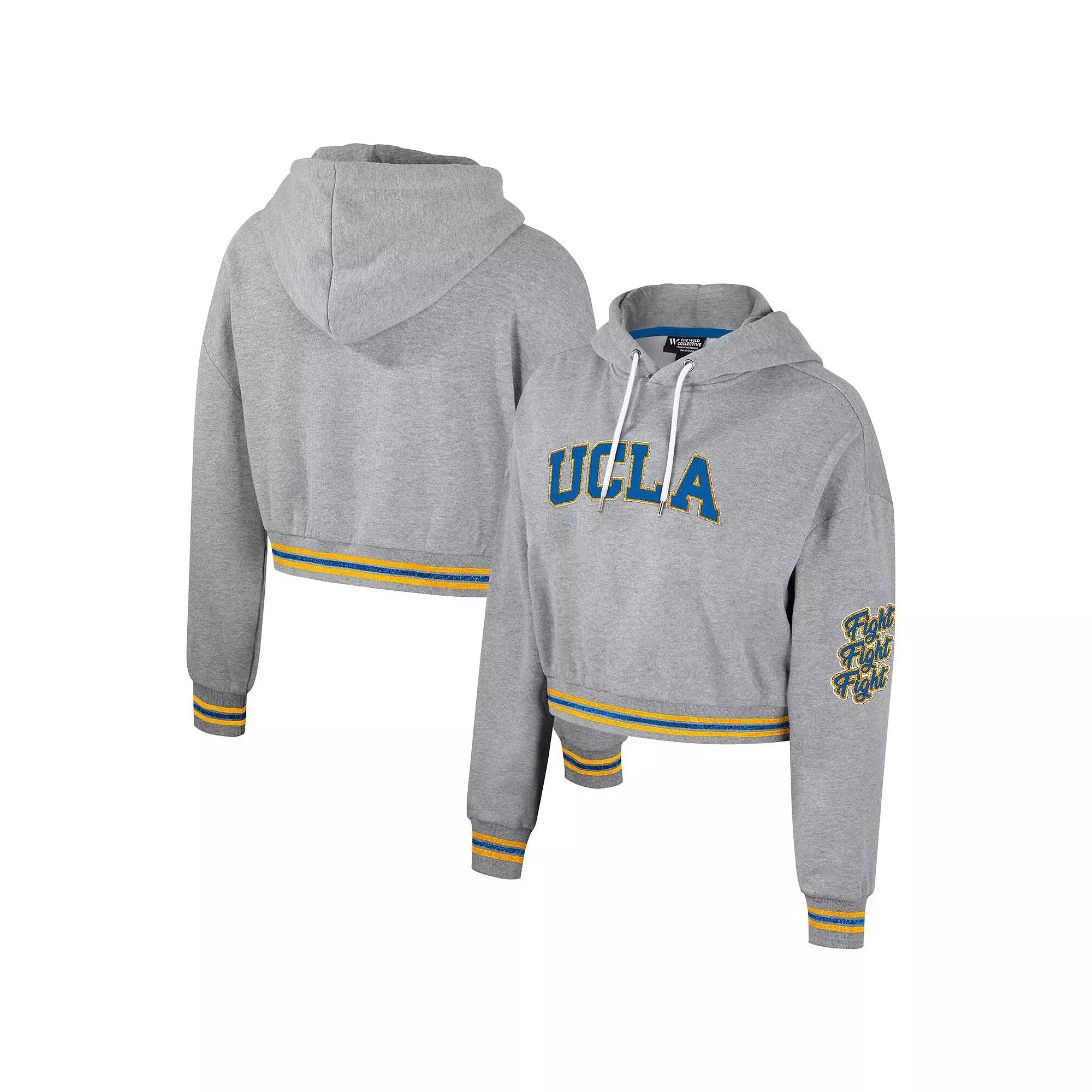 Women's The Wild Collective Heather Gray UCLA Bruins Cropped Shimmer Pullover Hoodie,  Product Image