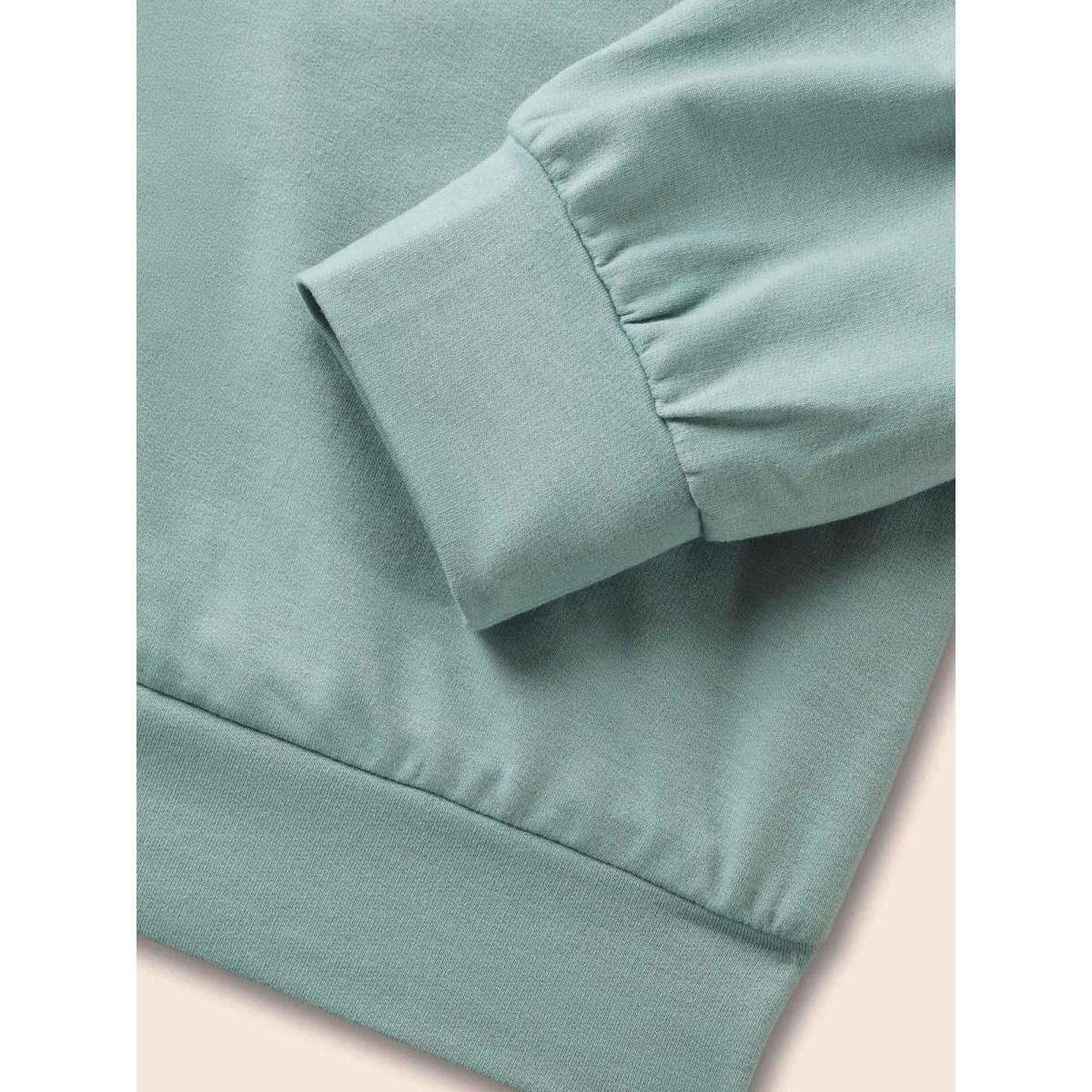 Plus Size Contrast Patchwork Notched Raglan Sleeve Sweatshirt Women Multicolor Casual Contrast Flat collar with V-notch Everyday Sweatshirts BloomChic 10/M Product Image