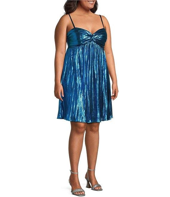 City Vibe Plus Size Twist Front Bandeau Babydoll Dress Product Image