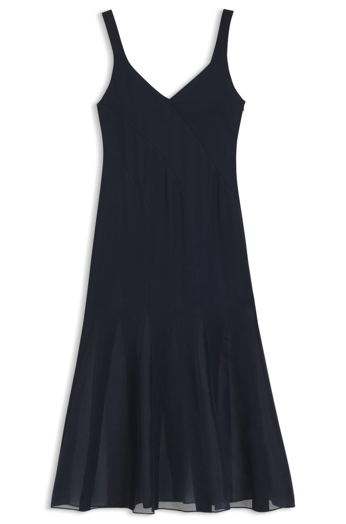 Satin slip dress with organza inserts Product Image