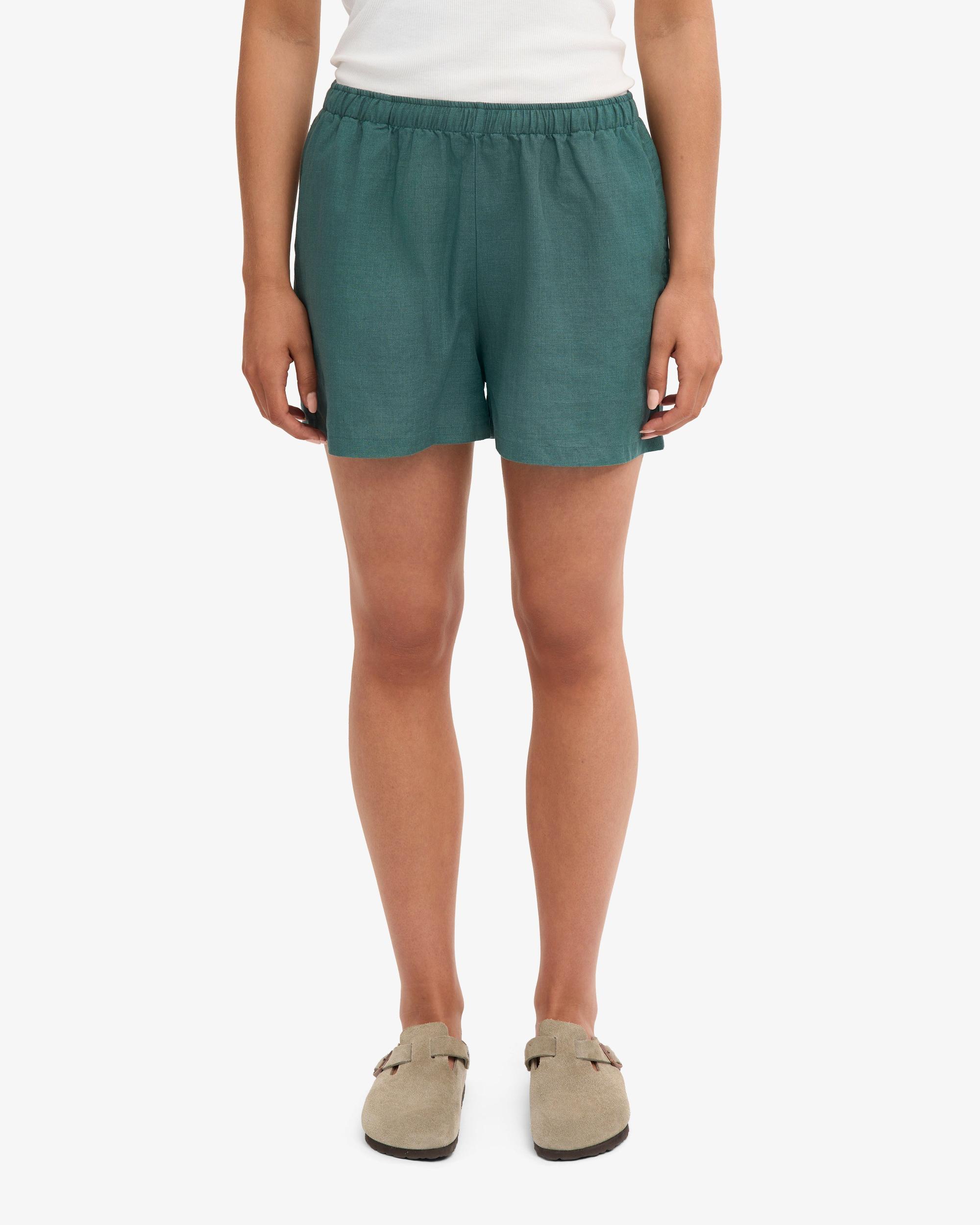 Linen Shorts - Petrol Blue Product Image