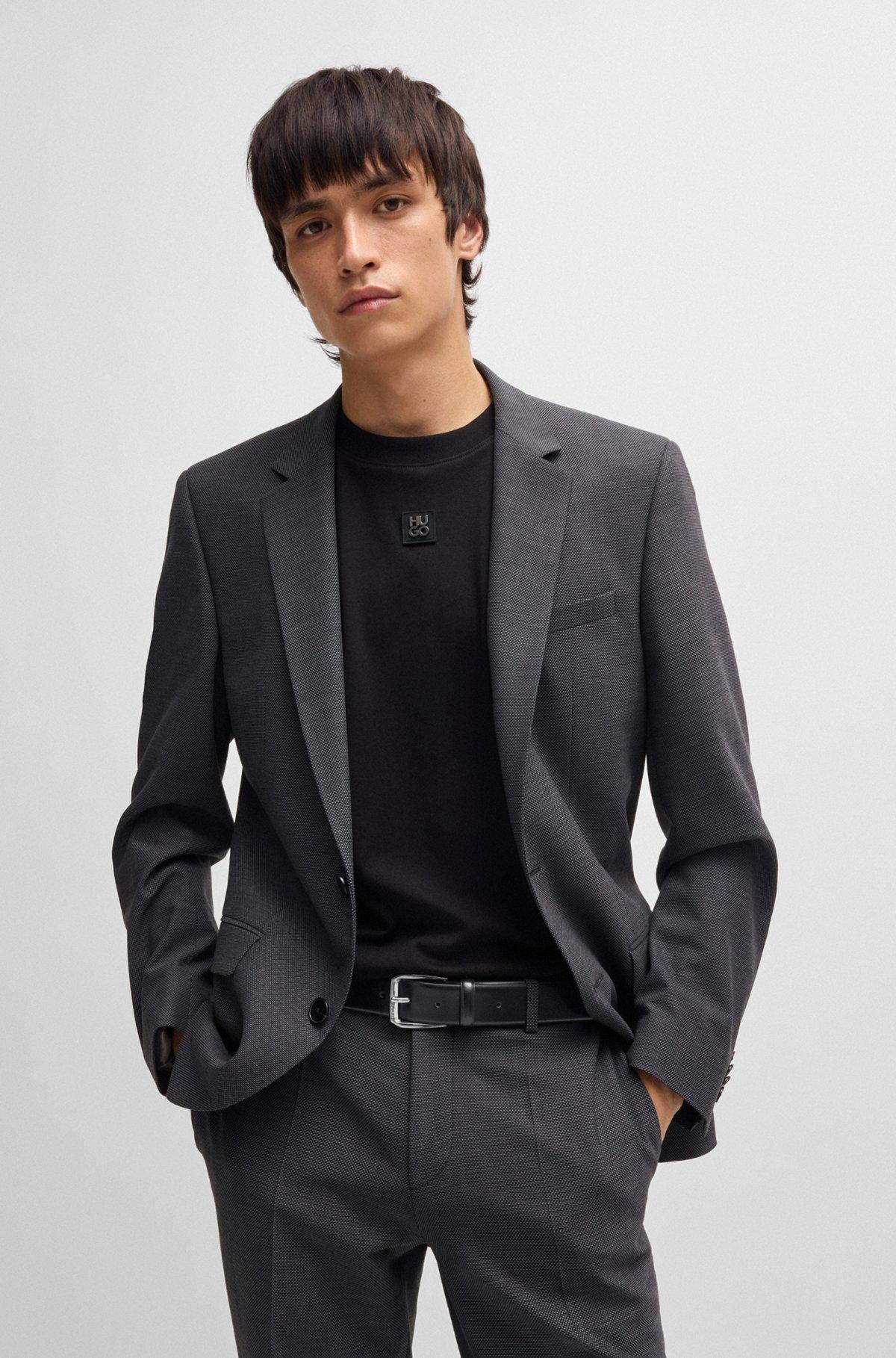 Italian-leather belt with branded buckle Product Image