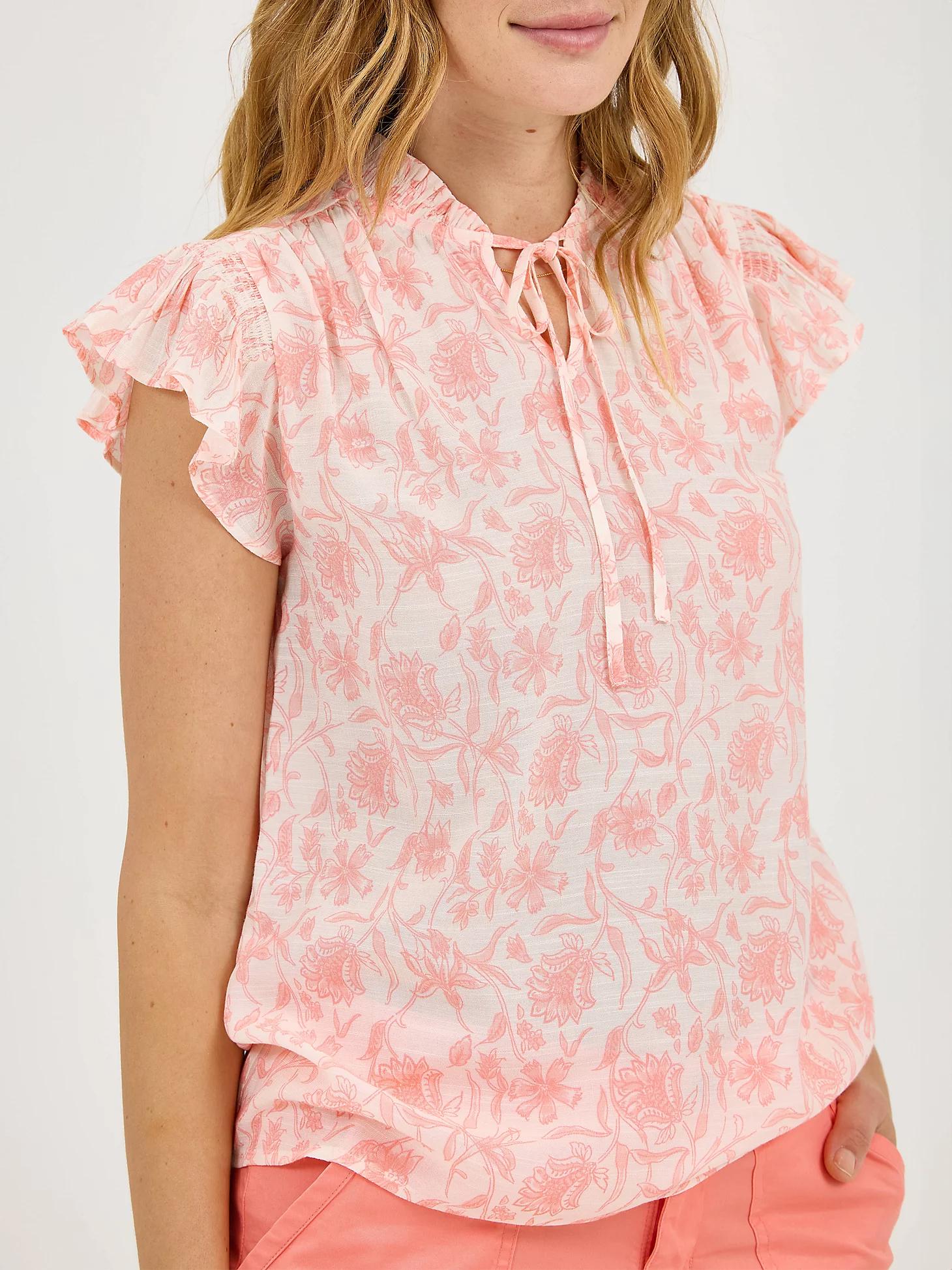 Women's Flutter Sleeve Print Blouse | Women's Tops & Tees | Lee® Product Image