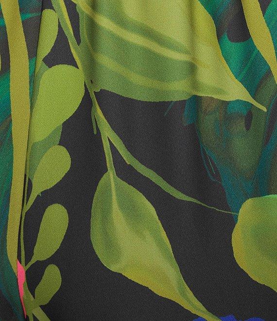 Caroline Rose Tropical Sunset Floral Print Elastic Waist Wide Leg Pants Product Image