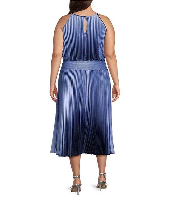 Marina Plus Size Ombre Pleated Halter Dress Product Image