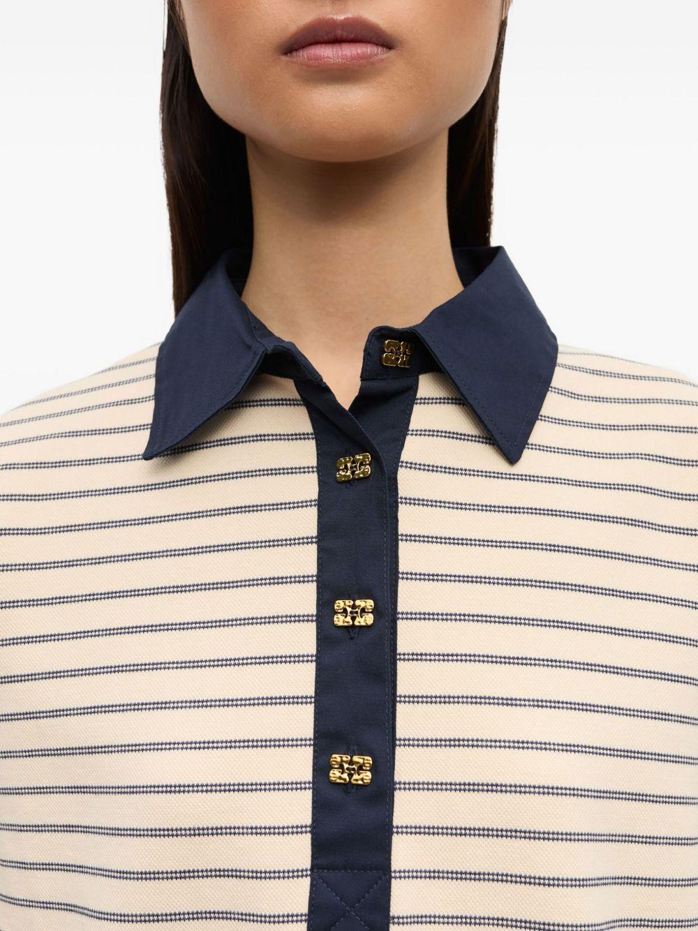 striped long-sleeve polo shirt Product Image