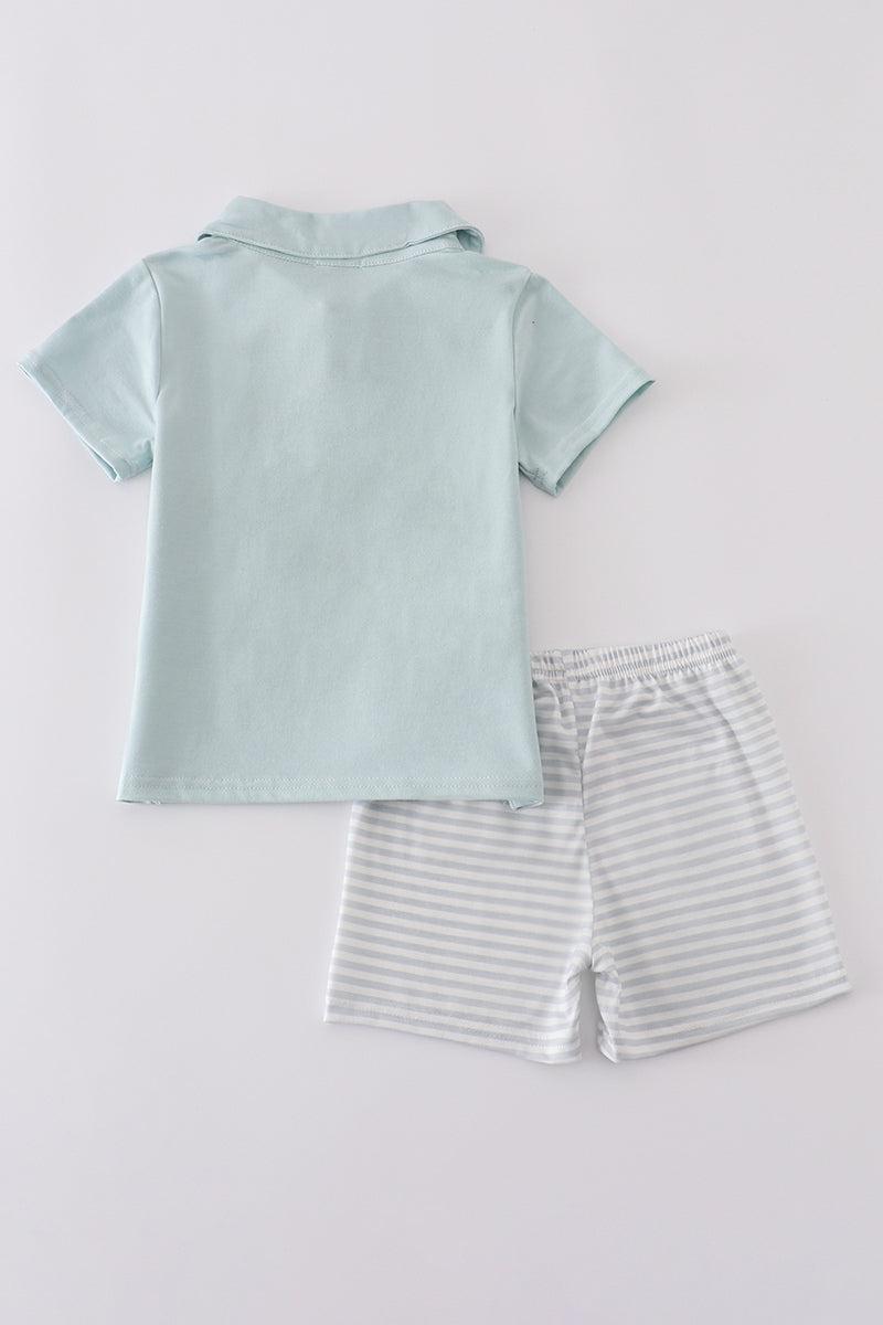 Blue gingham boy shorts set Product Image