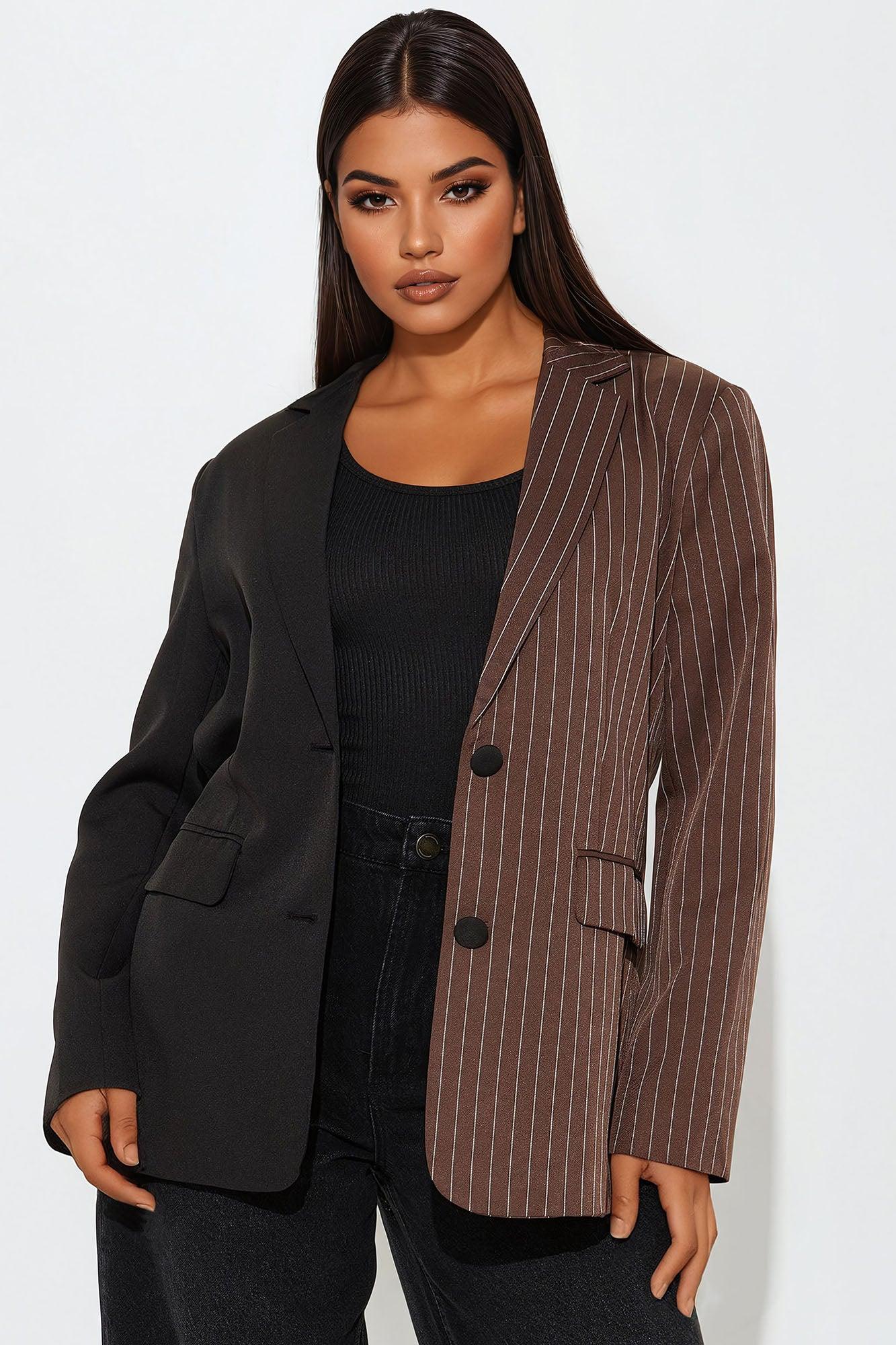 Business Babe Colorblock Blazer - Brown/combo Product Image