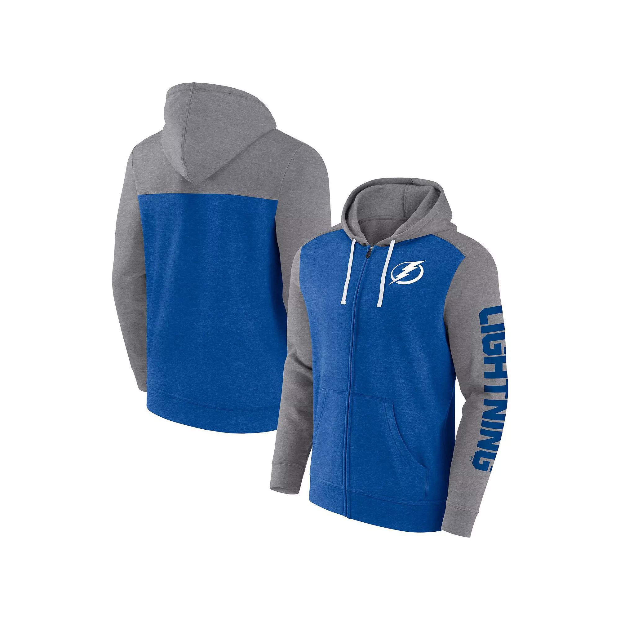 Men's Fanatics Branded Heather Blue Tampa Bay Lightning Down and Distance Full-Zip Hoodie, Size: Small, Lgh Blue Product Image