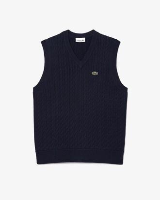 Cable Knit Cotton Sweater Vest Product Image