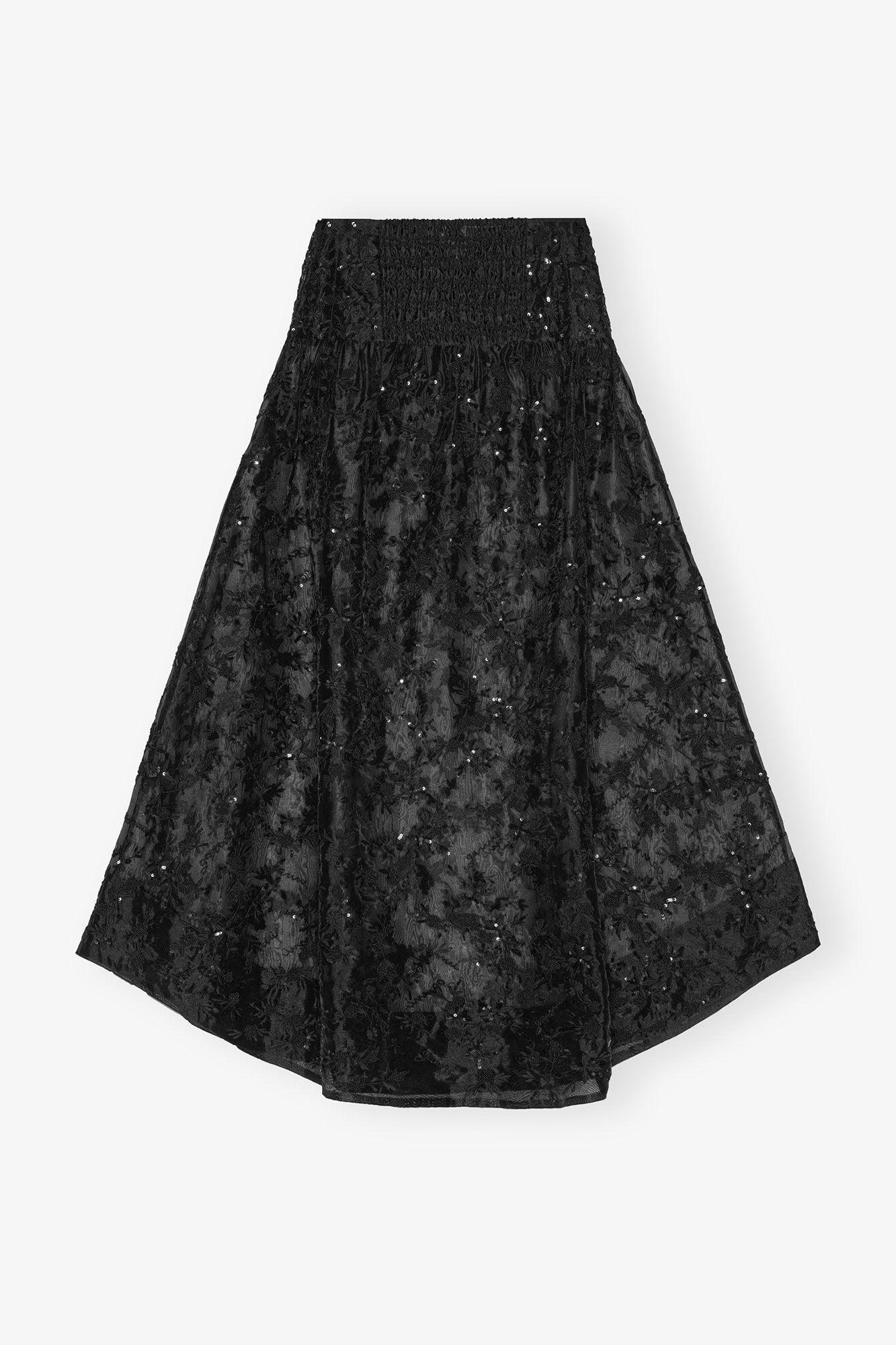 Black Embellished Organza Skirt Product Image