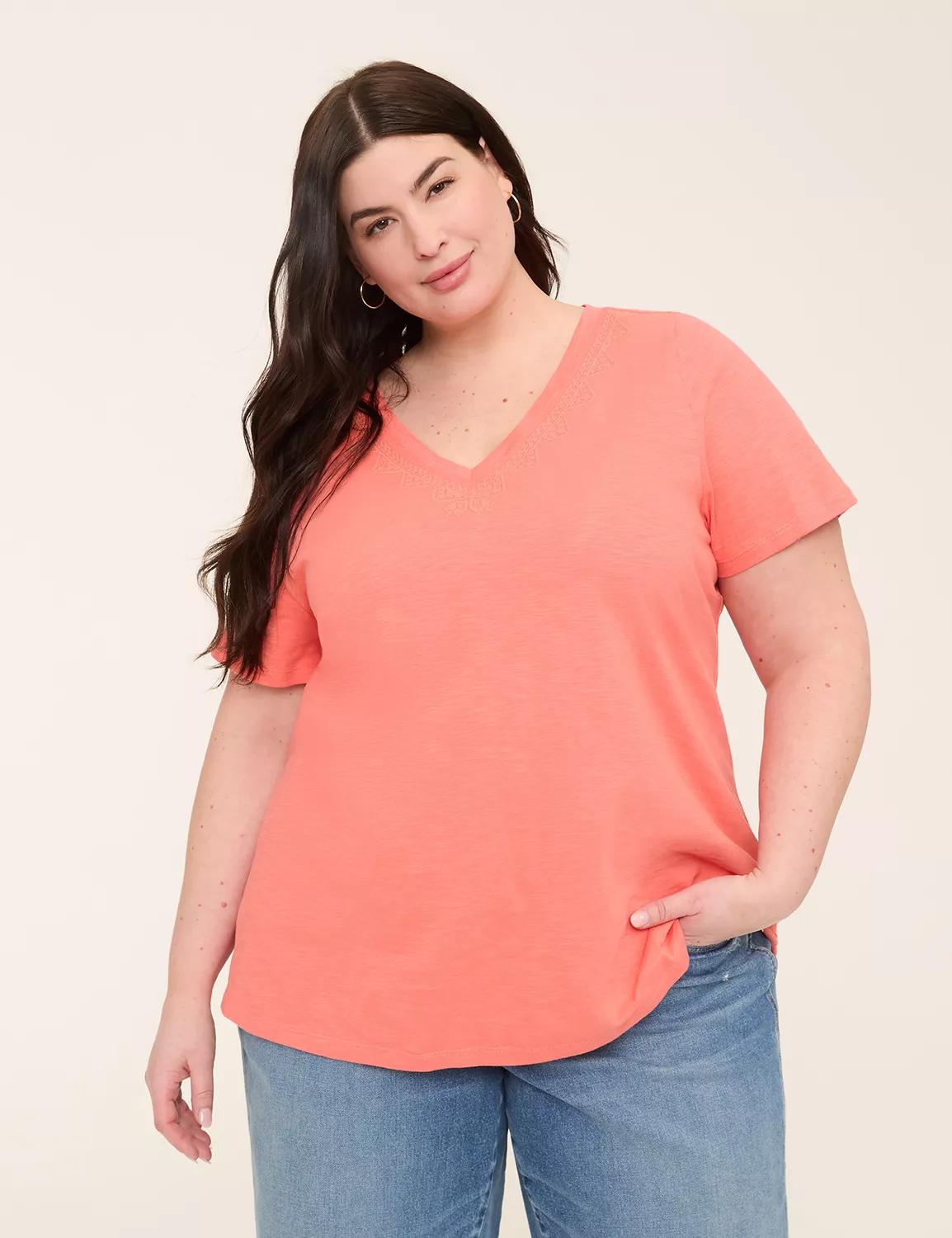 Embroidered V-Neck Tee Product Image