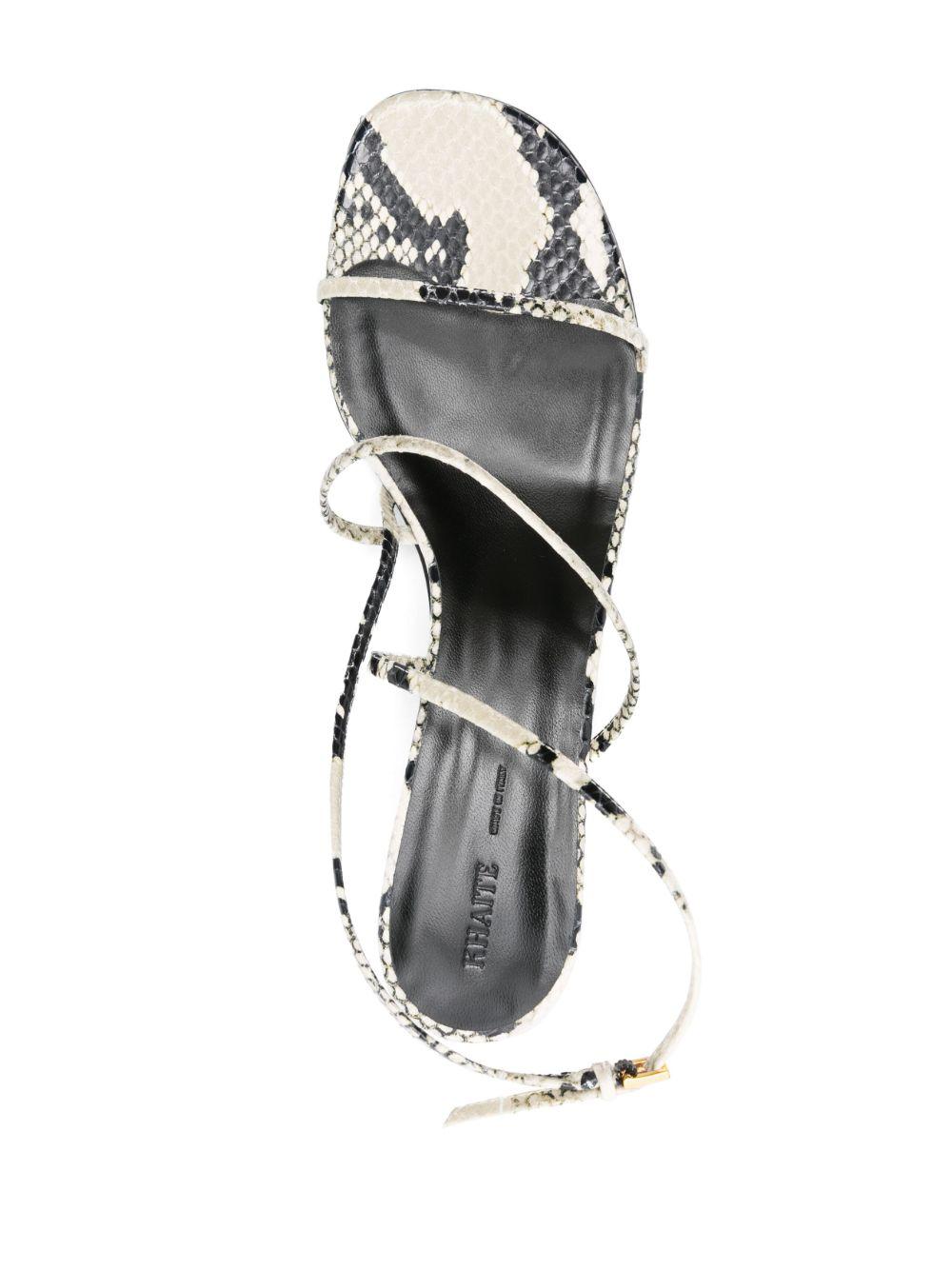 KHAITE Loop Snake-effect Leather Sandals In Beige Comb Product Image