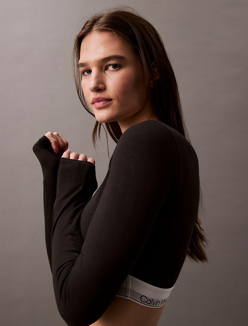 Icon Cotton Modal Lightly Lined Long Sleeve Bralette Product Image