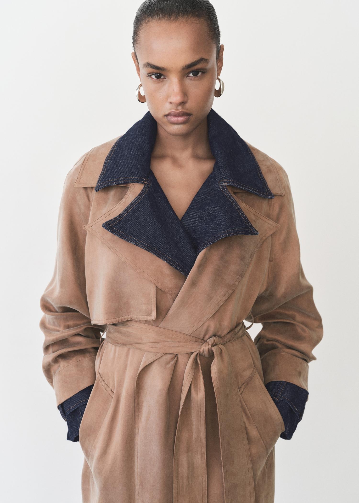 Belt lyocell trench - Women | MANGO USA Product Image