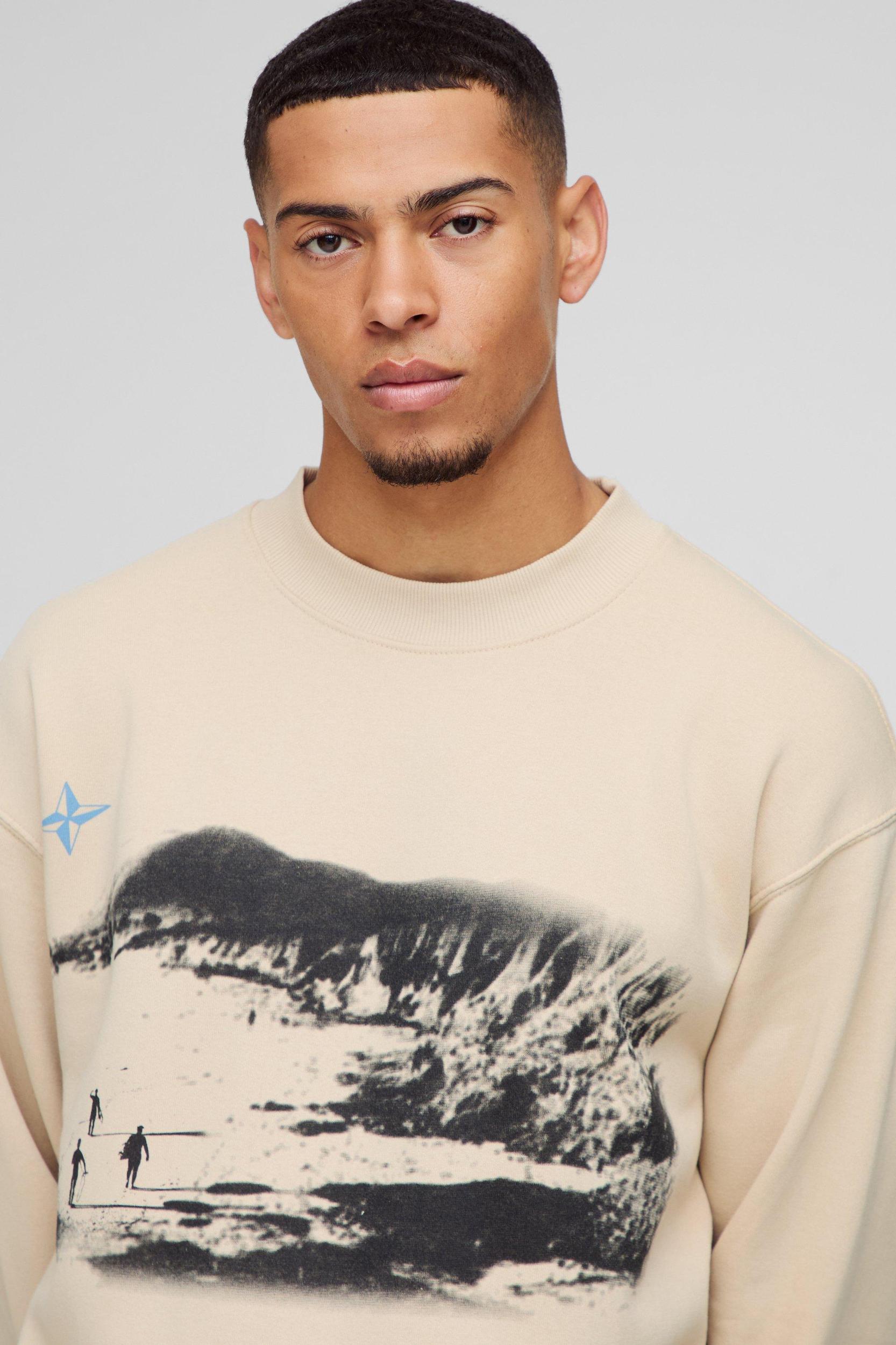 Oversized Mountain Trek Graphic Sweatshirt | boohooMAN USA Product Image