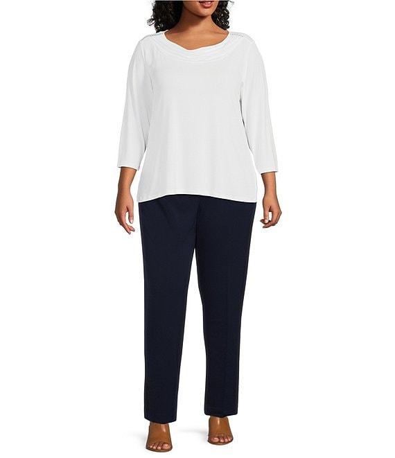 Allison Daley Plus Size City Stretch Elastic Waist Straight Leg Pull-On Pants Product Image