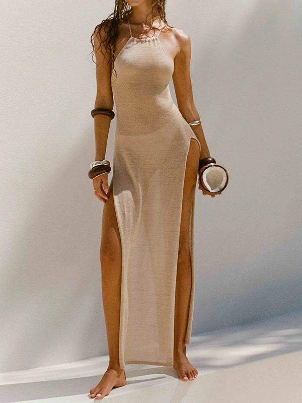 High Slits On Both Sides Sleeveless Cover Up Dress Product Image
