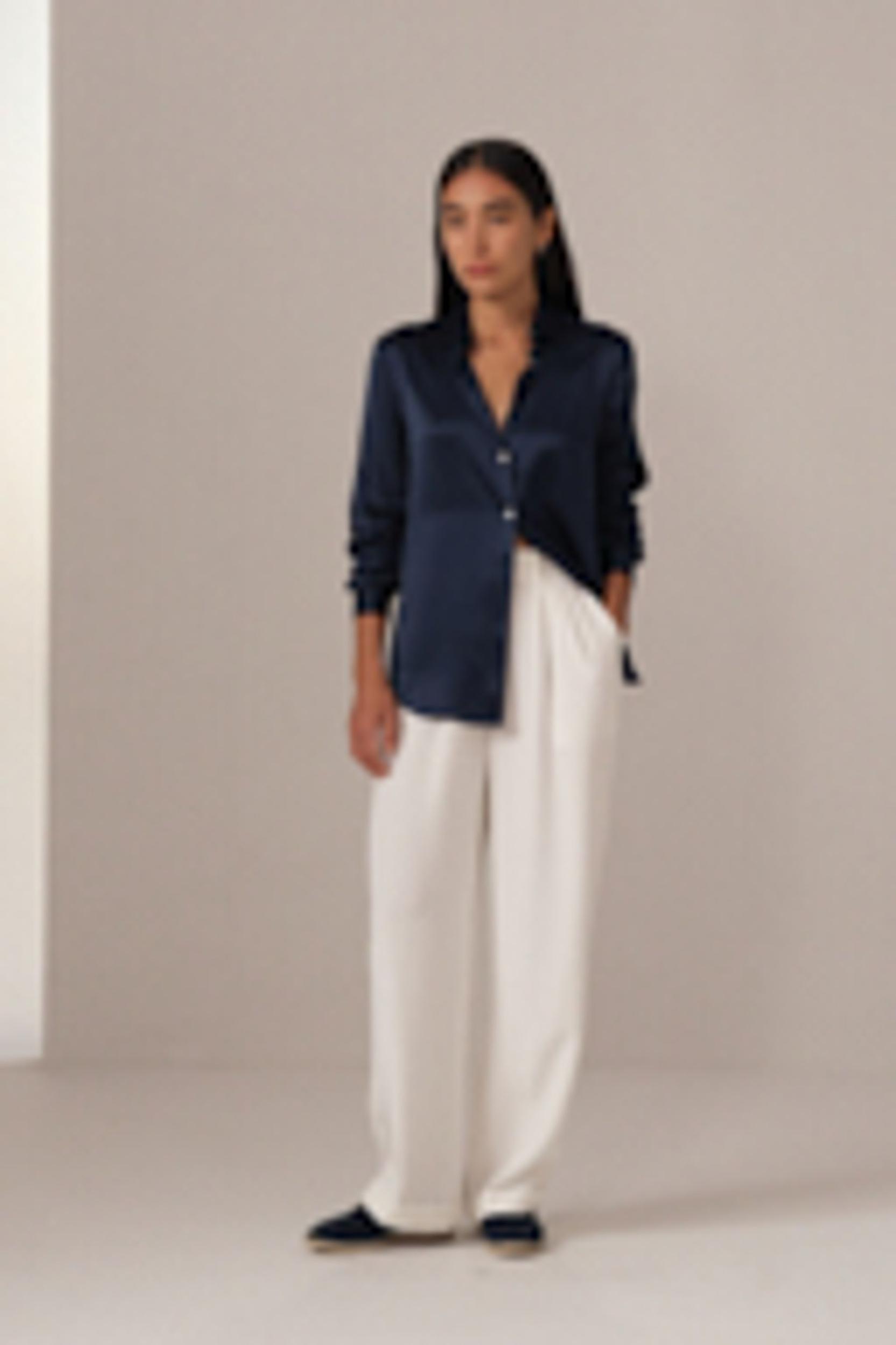 Elegant Button Up Silk Shirt Product Image