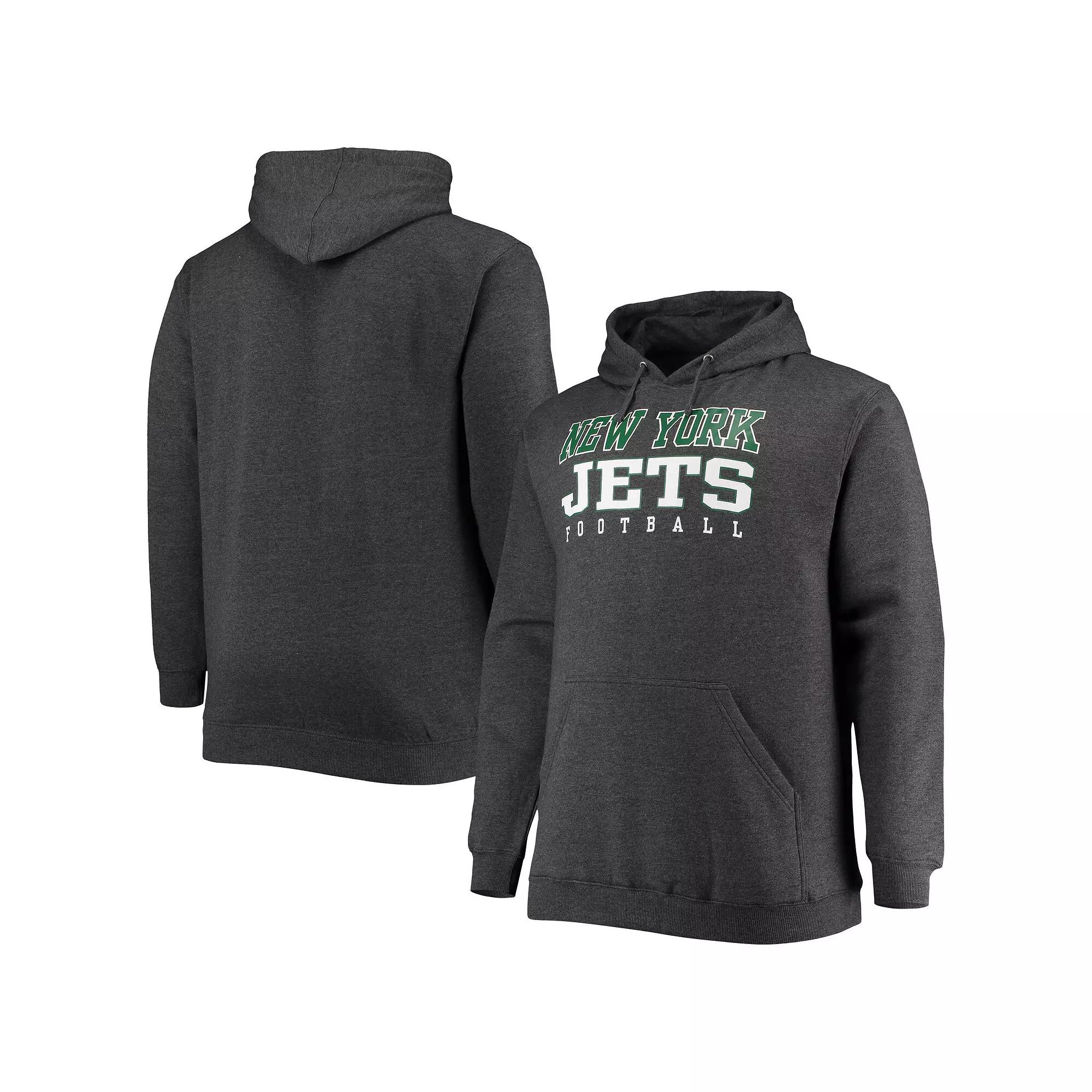 Men's Fanatics Branded Heathered Charcoal New York Jets Big & Tall Practice Pullover Hoodie, Size: 5XB Product Image