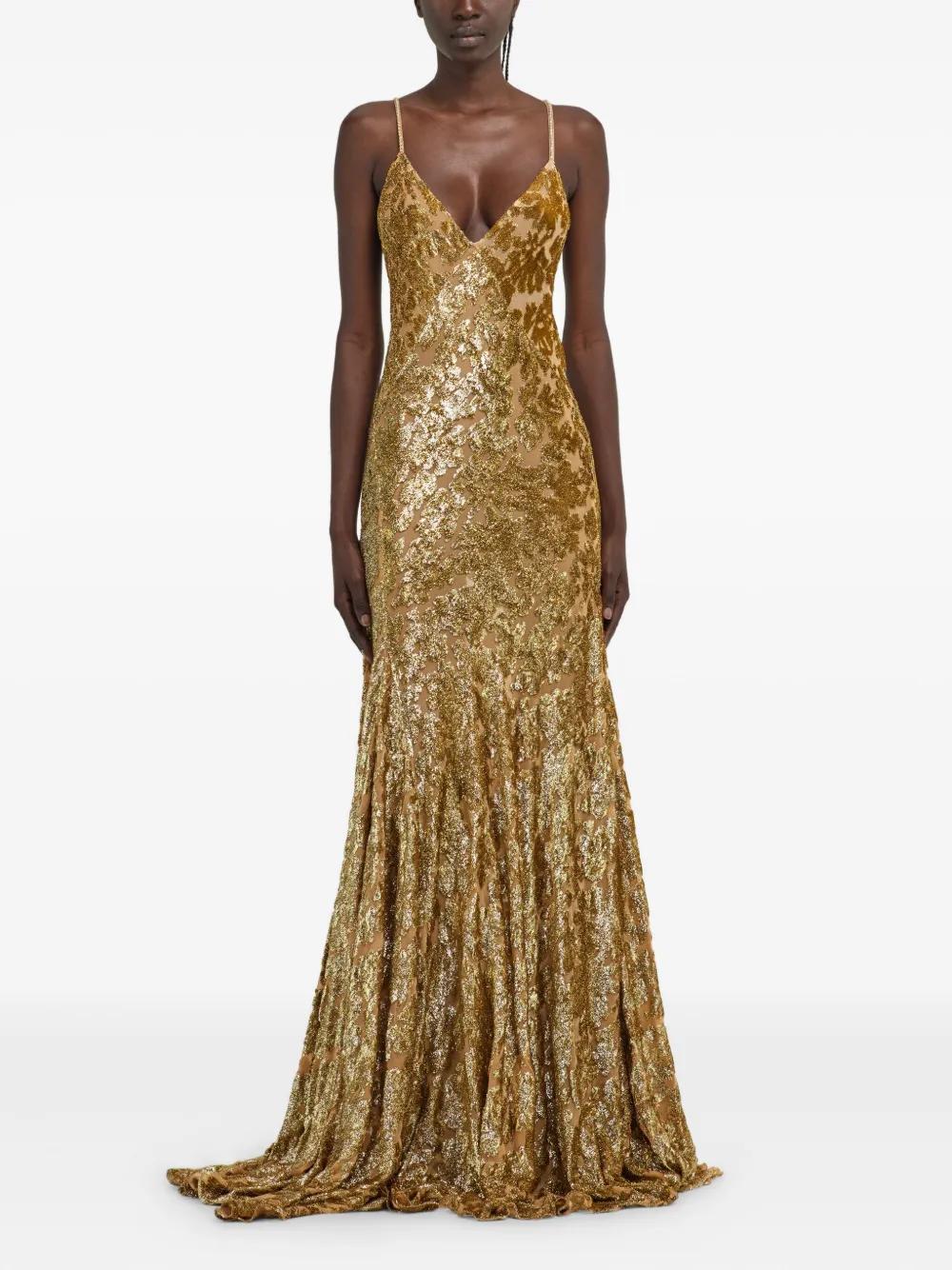 metallic-effect maxi dress Product Image