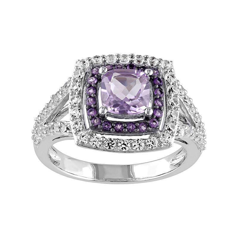 Stella Grace Sterling Silver Amethyst & White Sapphire Halo Ring, Womens Multicolor Product Image