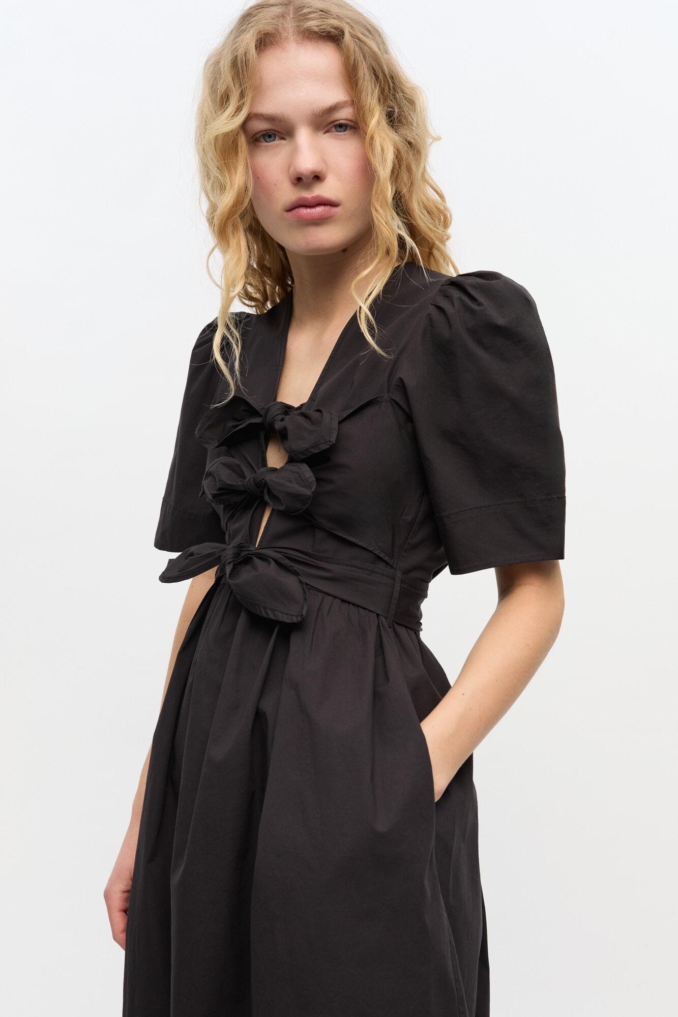 Black Stretch Cotton Dress Product Image