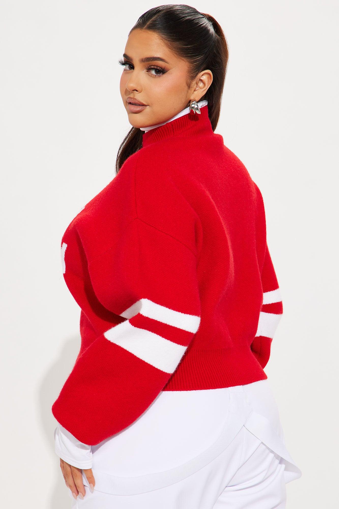 Snow Bunny Cropped Sweater - Red Product Image