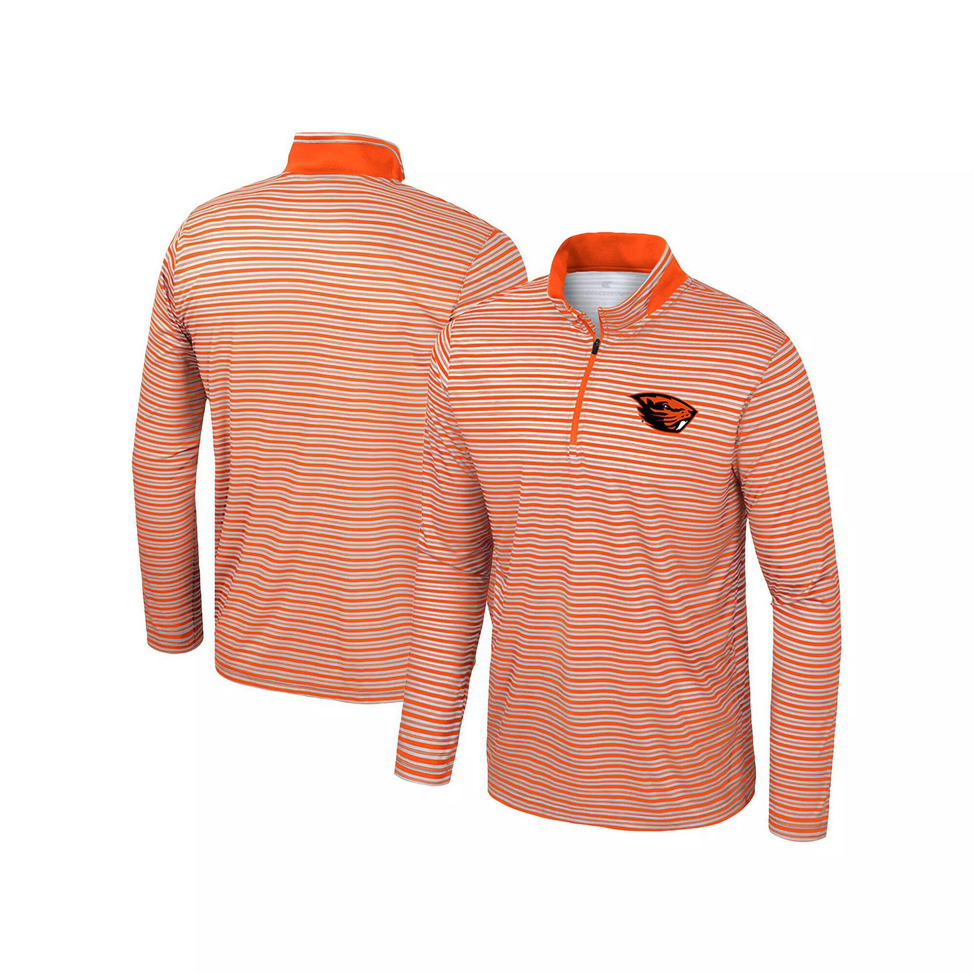 Men's Colosseum Orange Oklahoma State Cowboys Striped Quarter-Zip Top, Size: XL Product Image
