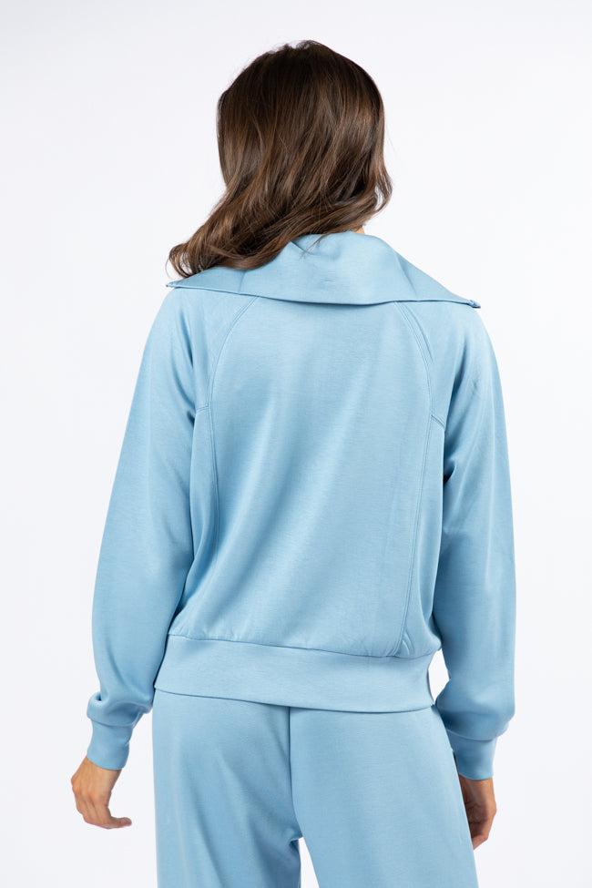 Let's Just Stay Blue Quarter Zip Knit Pullover FINAL SALE Product Image