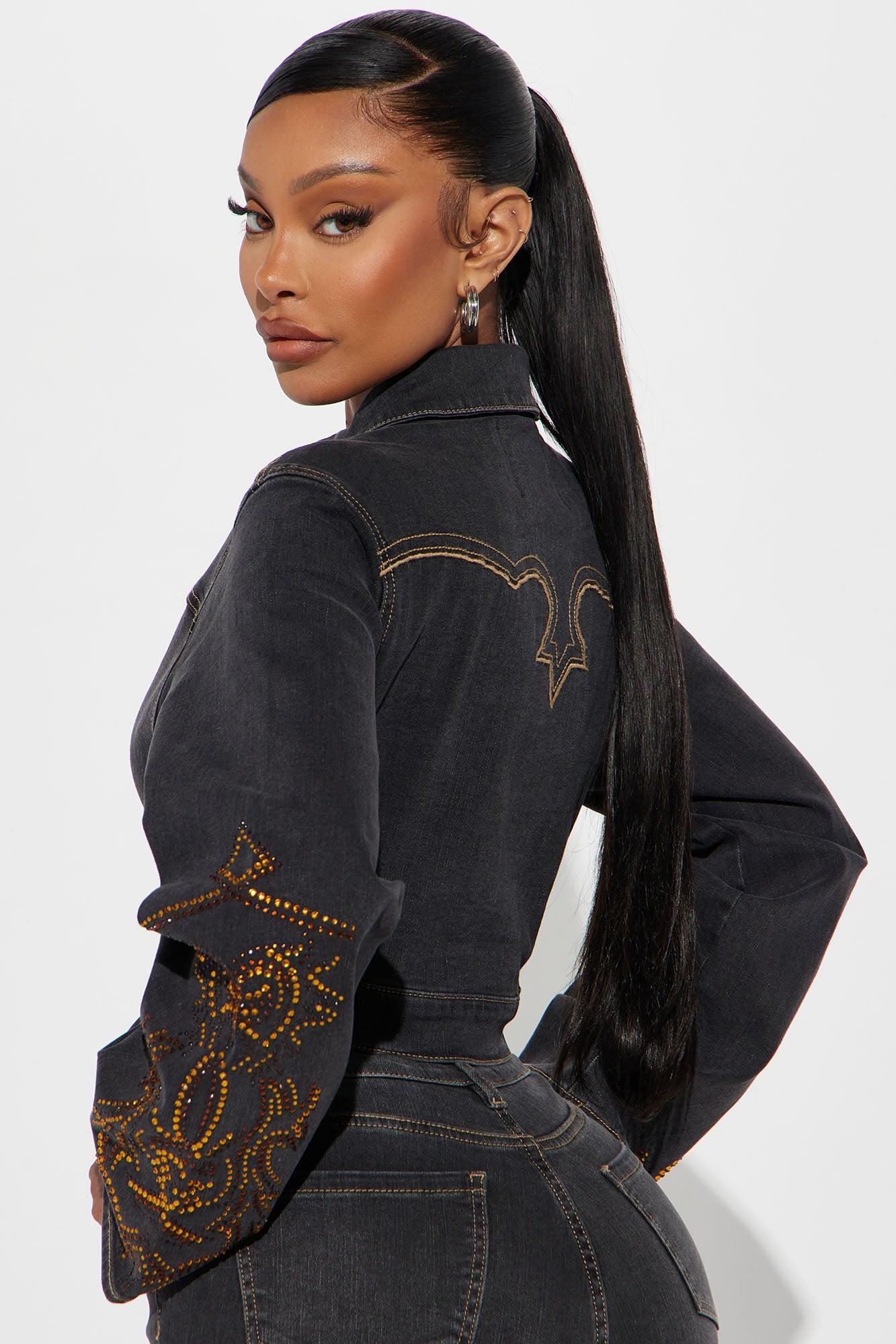 Lone Ranger Embellished Denim Jacket - Black Wash Product Image