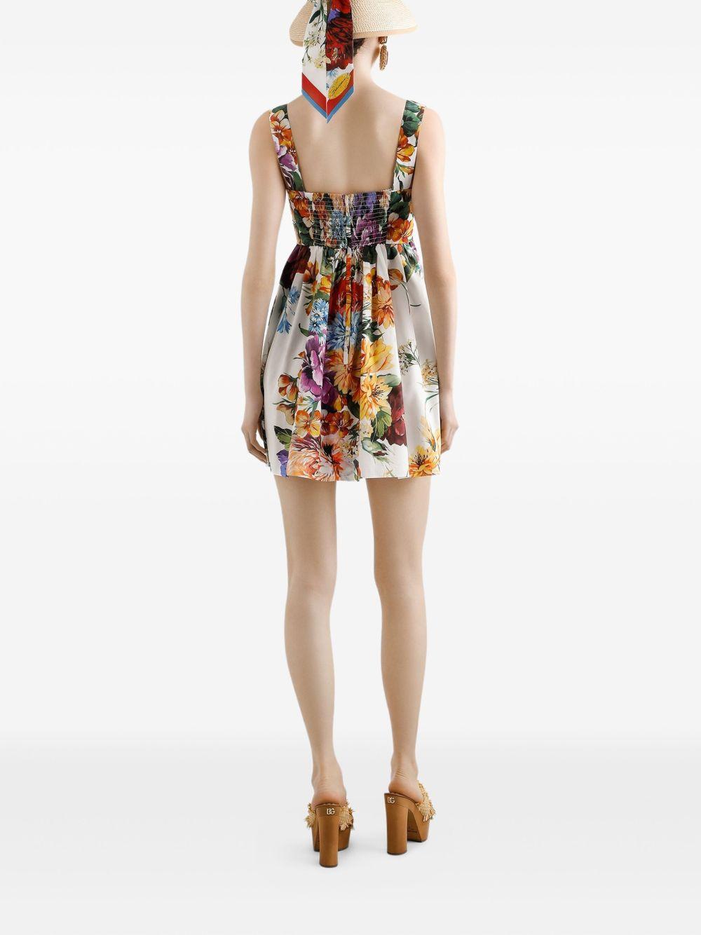 DOLCE & GABBANA Multicolor Sleeveless Dress With Bustier Style Neckline And All-over Floral Print In Cotton Woman Product Image