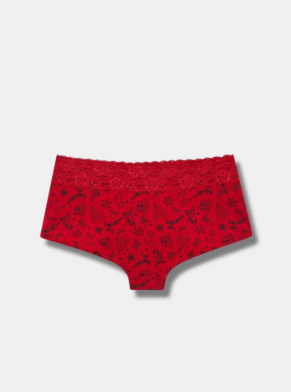 Cotton Mid-Rise Lace Trim Boyshort Panty Product Image