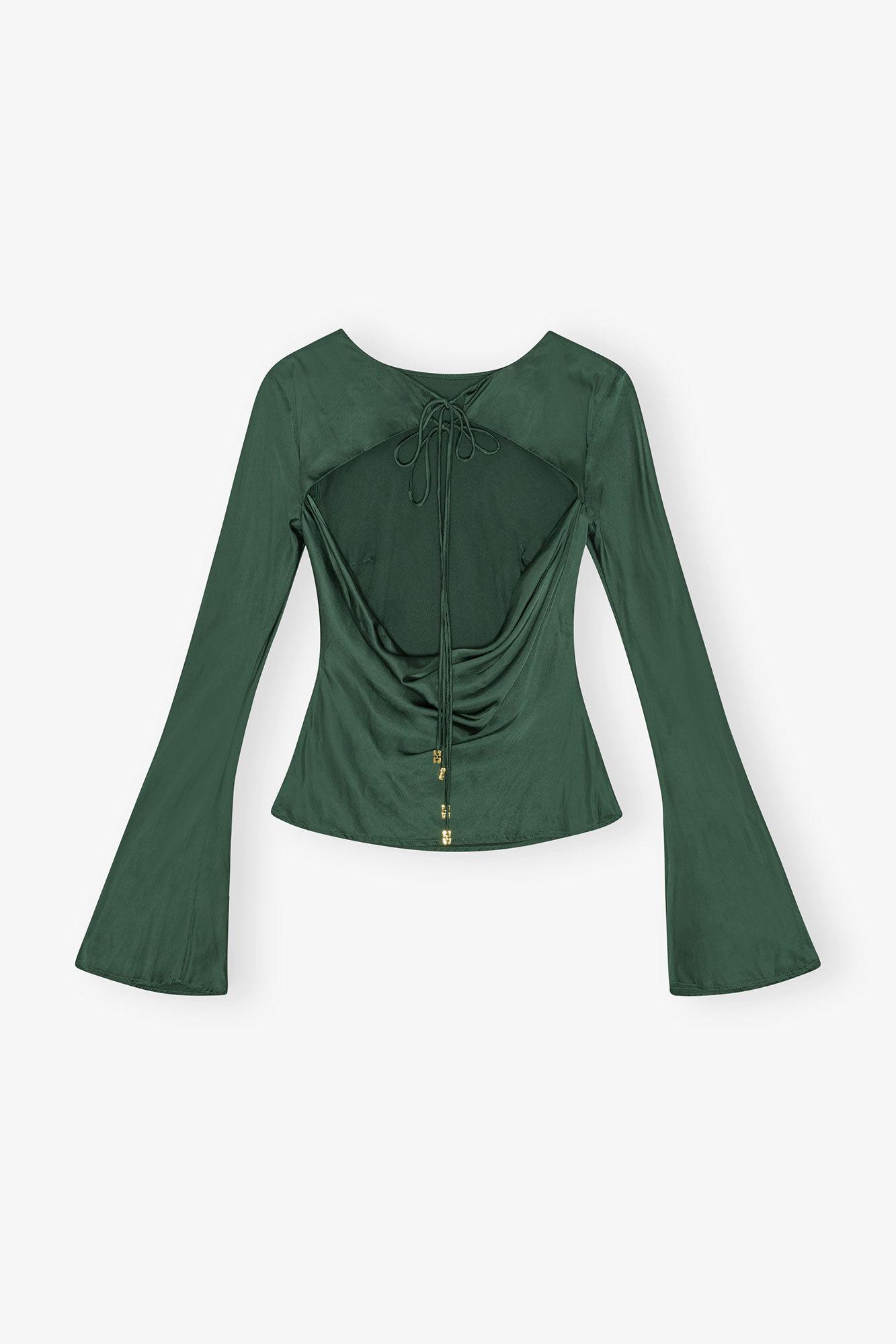 Green Satin Blouse Product Image