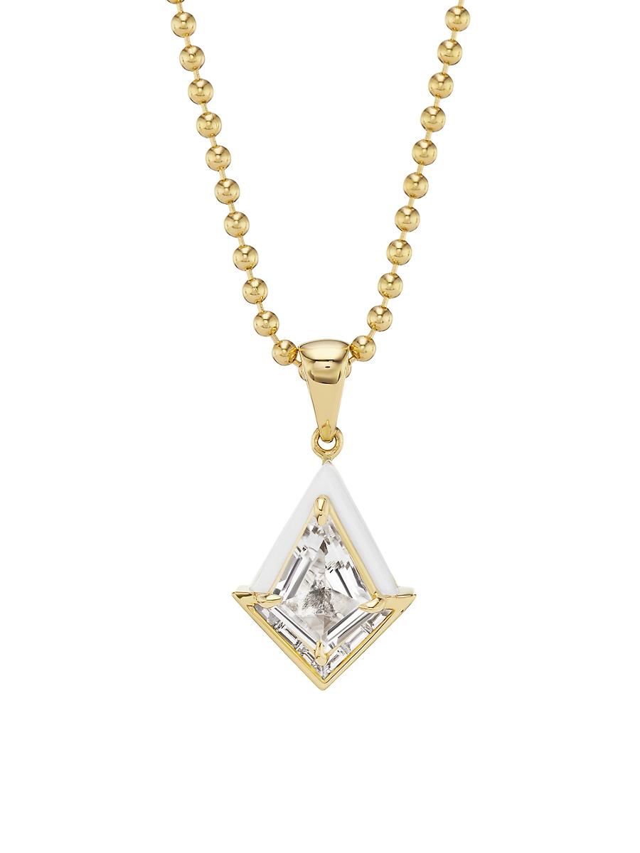 Womens Dress Up 18K Yellow Gold, White Topaz & Diamond Twinkle Necklace Product Image