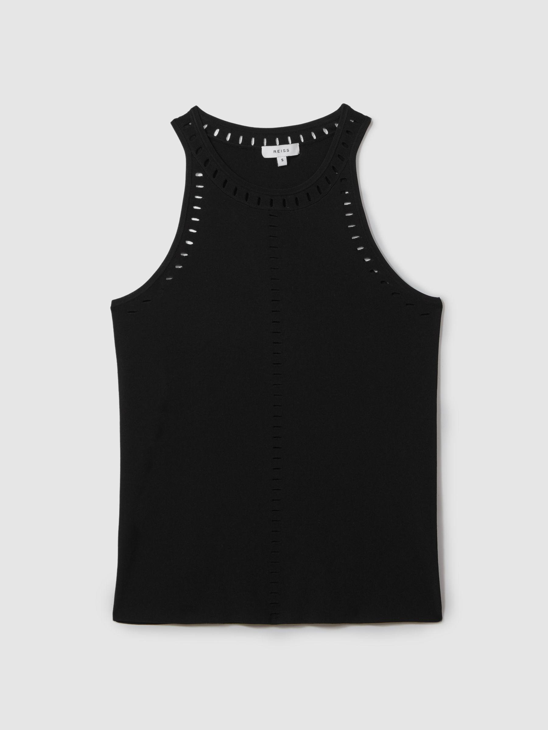 Fitted Cut-Out Detail Vest in Black Product Image