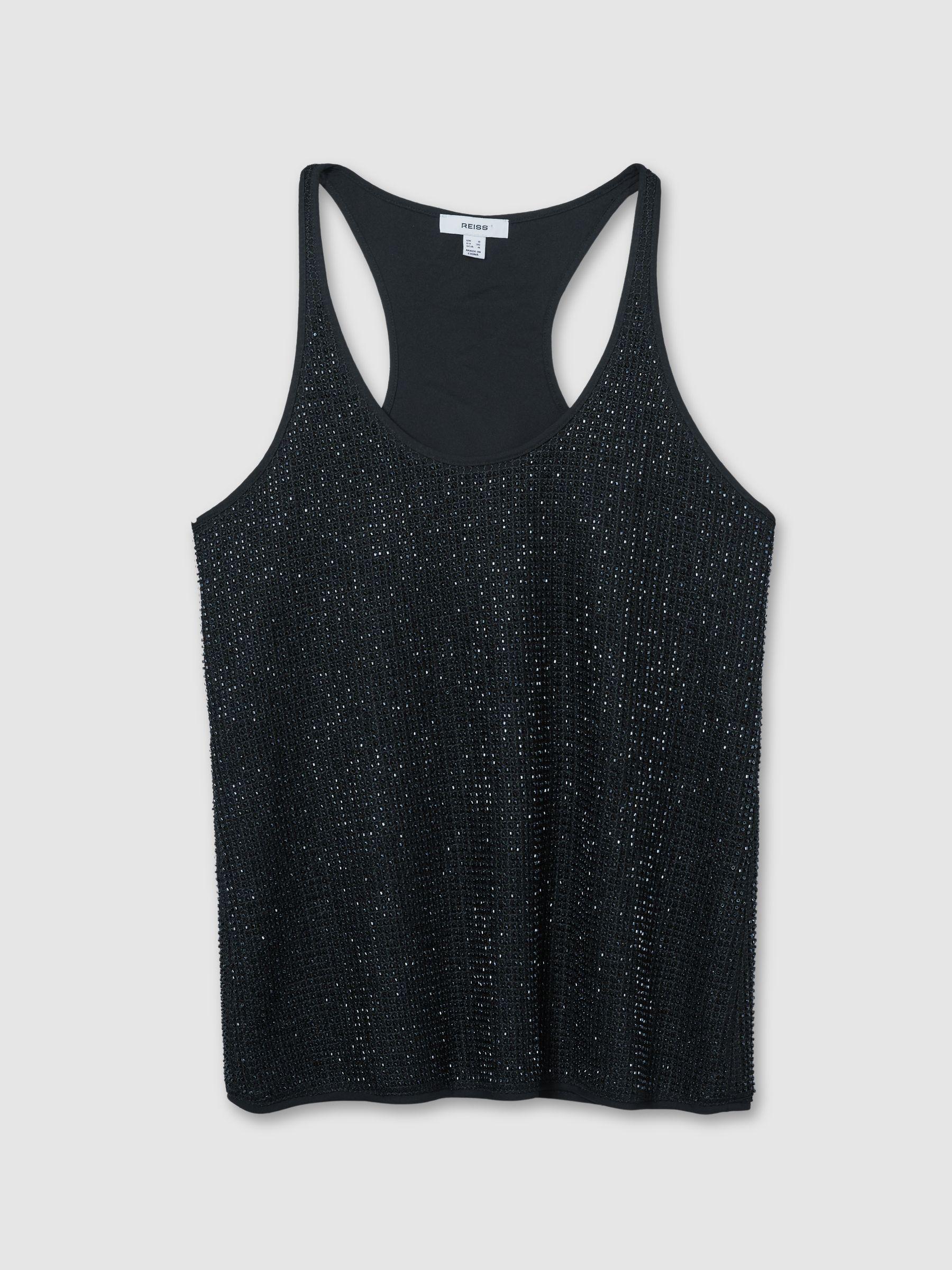 Beaded Cami Top in Dark Blue Product Image