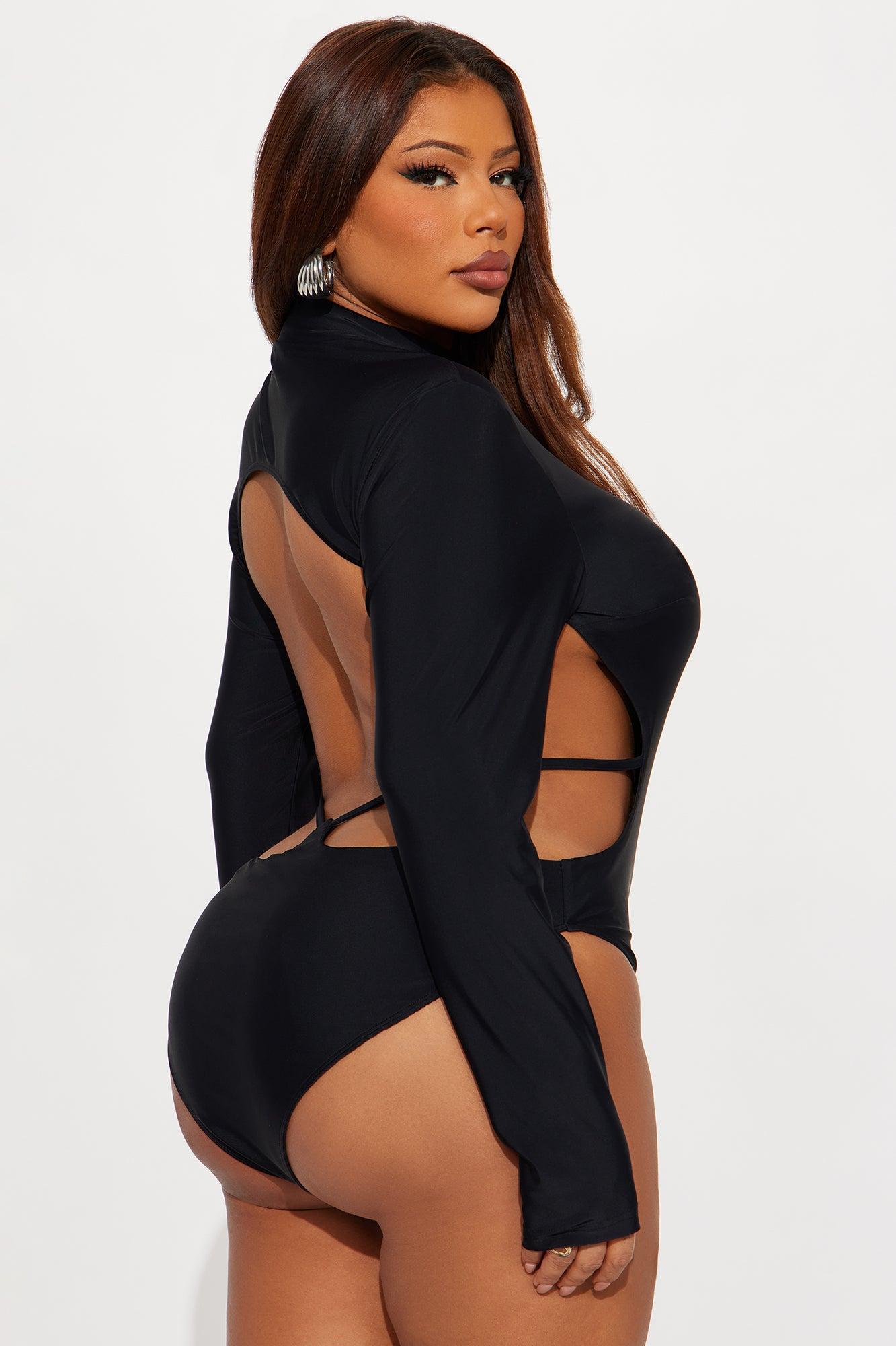 Dreamspace Backless Mock Neck Bodysuit - Black Female Product Image