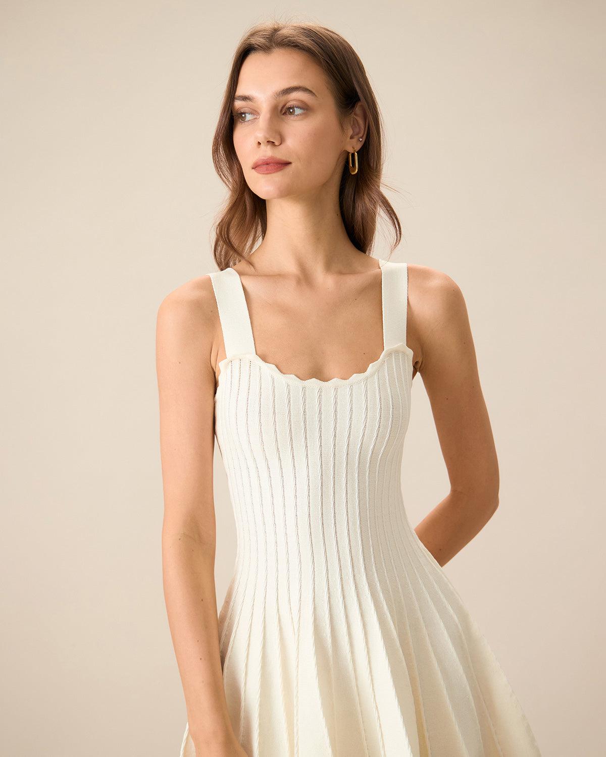 Women's Beige Knitted Sweater Dress Female Product Image