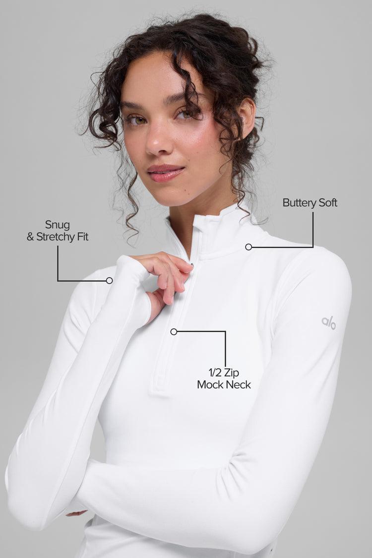 Alosoft 1/2 Zip Rapid Pullover - White Product Image