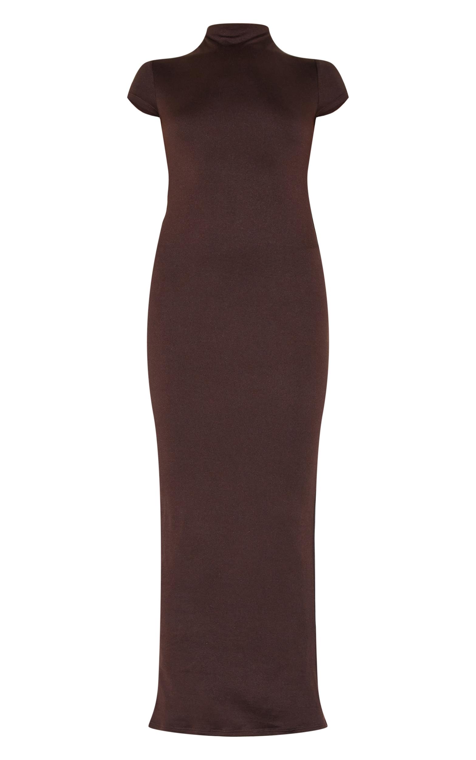 Chocolate Double Contour Boat Neck Maxi Dress Product Image
